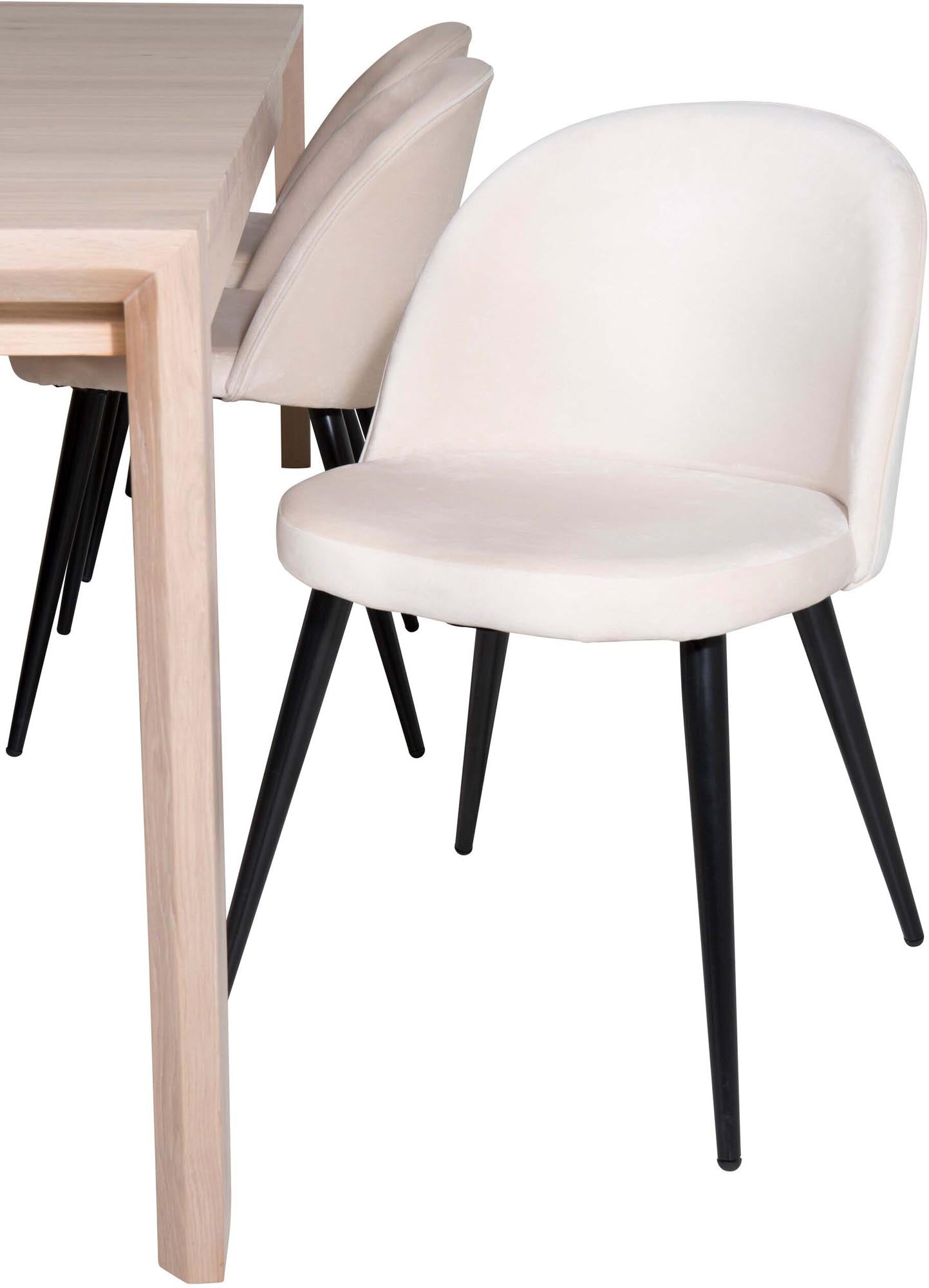 Slider Esszimmerset ausziehbar + Velvet 170cm/6St. in Beige, Schwarz präsentiert im Onlineshop von KAQTU Design AG. Esszimmerset ist von Venture Home