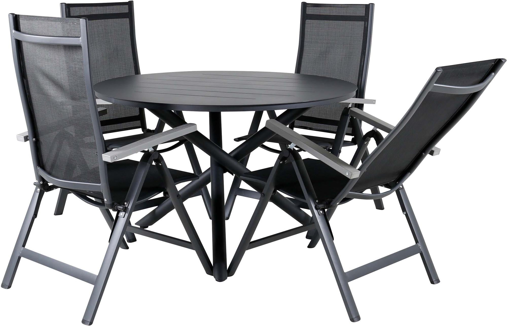 Robustes Alma Tischset für 4, perfekt für gesellige Gartenfeste.