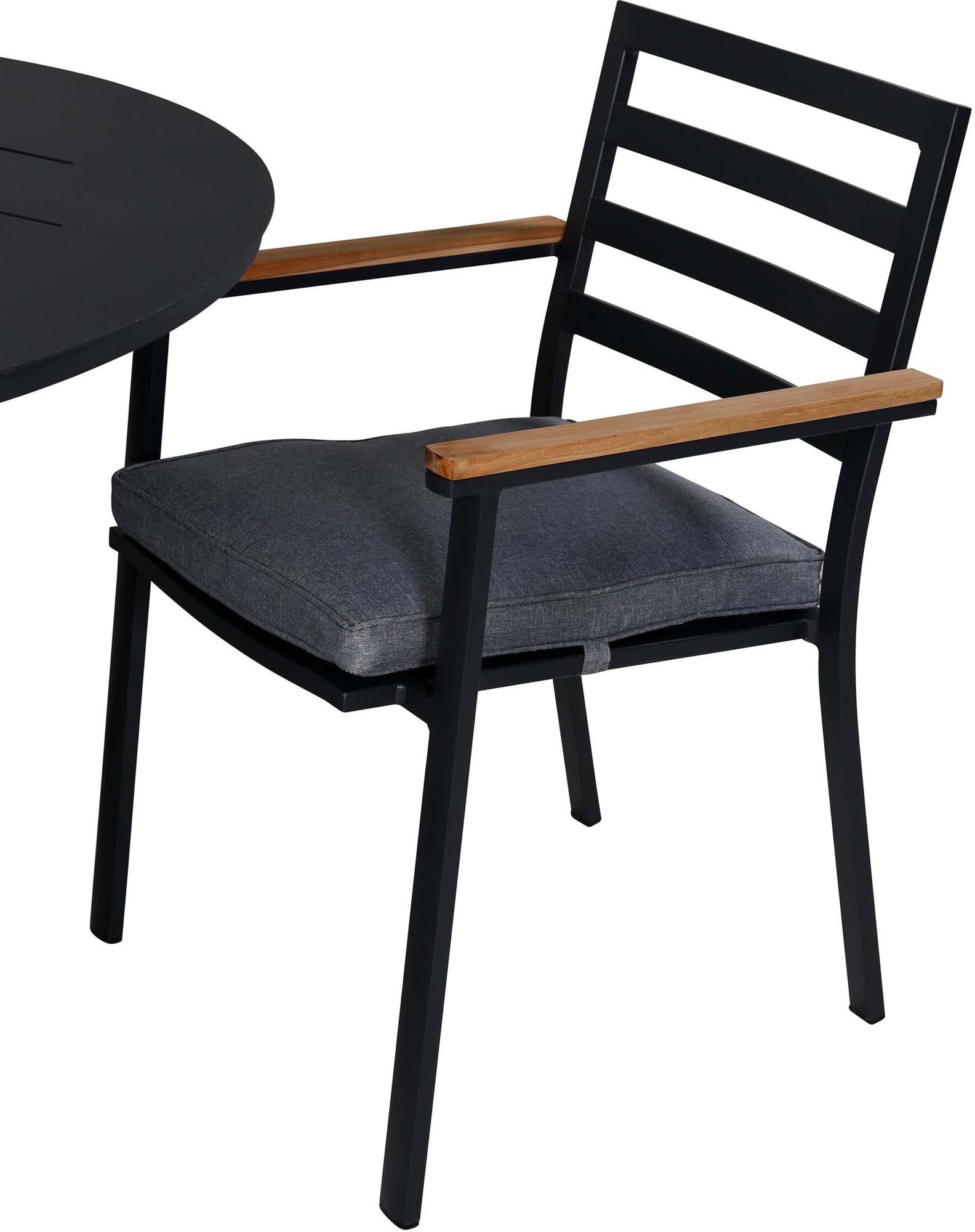 Alma Outdoor-Tischset + Brasilia ⌀120cm/4St. in Schwarz präsentiert im Onlineshop von KAQTU Design AG. Gartentischset ist von Venture Home