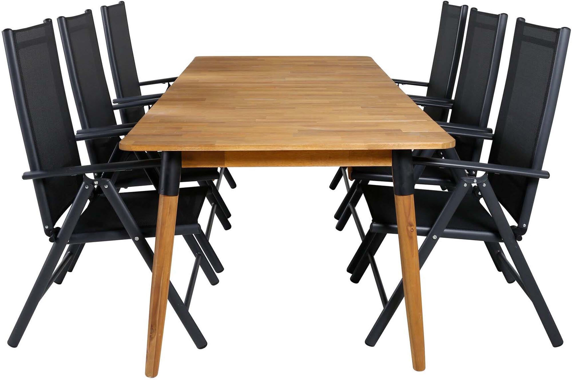 Julian Outdoor-Tischset + Break 210cm/6St. in Schwarz präsentiert im Onlineshop von KAQTU Design AG. Gartentischset ist von Venture Home
