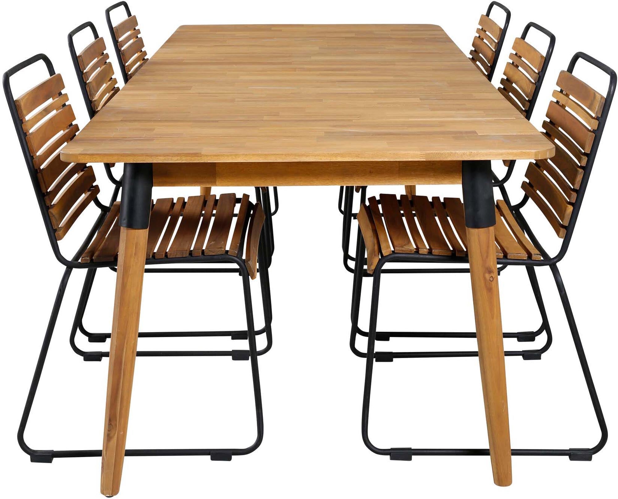 Julian Outdoor-Tischset + Bois 210cm/6St. in Schwarz präsentiert im Onlineshop von KAQTU Design AG. Gartentischset ist von Venture Home