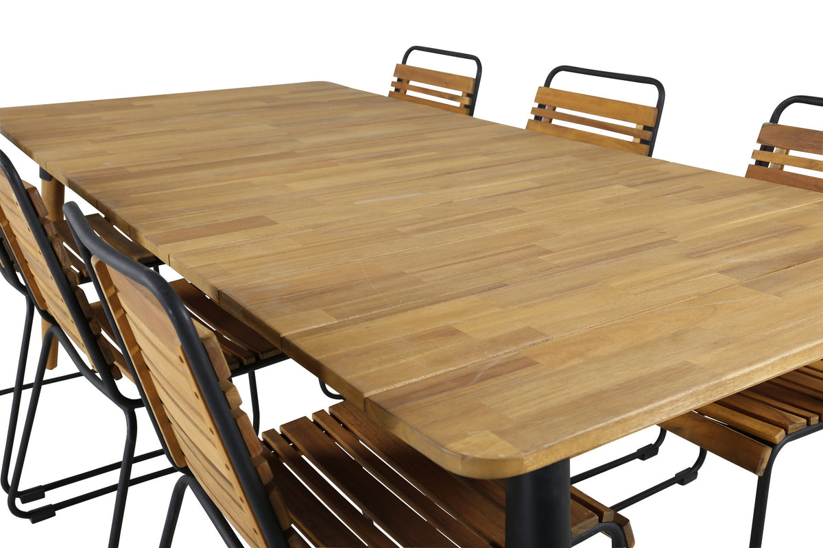 Julian Outdoor-Tischset + Bois 210cm/6St. in Schwarz präsentiert im Onlineshop von KAQTU Design AG. Gartentischset ist von Venture Home