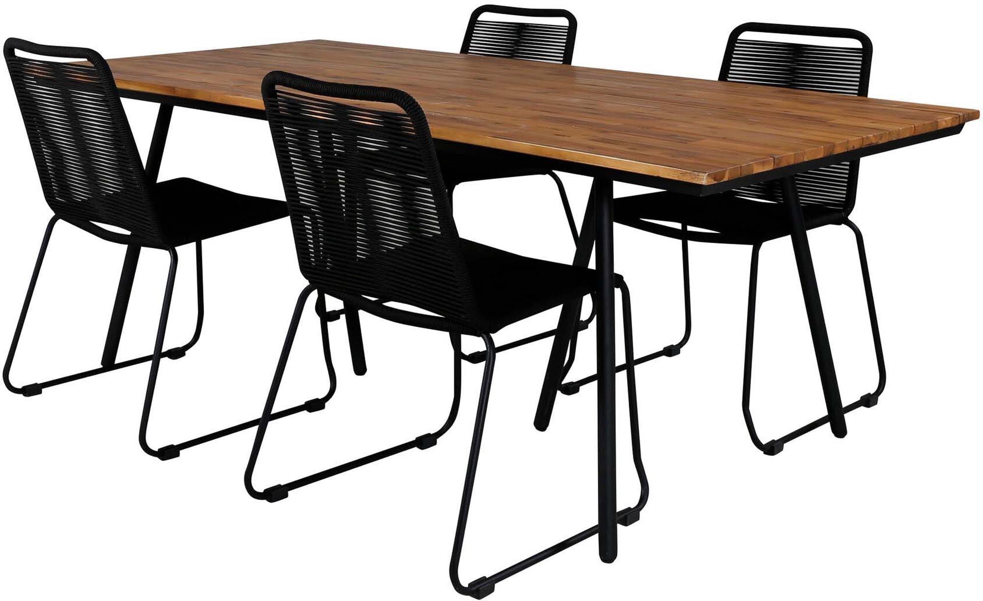 Chan Outdoor-Tischset + Lindos 200cm/4St. in Schwarz präsentiert im Onlineshop von KAQTU Design AG. Gartentischset ist von Venture Home