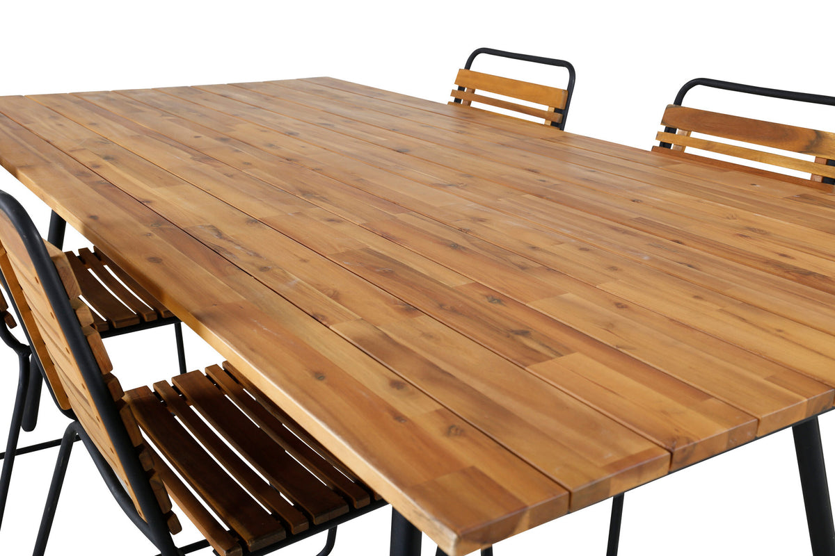Chan Outdoor-Tischset + Bois 200cm/4St. in Schwarz präsentiert im Onlineshop von KAQTU Design AG. Gartentischset ist von Venture Home