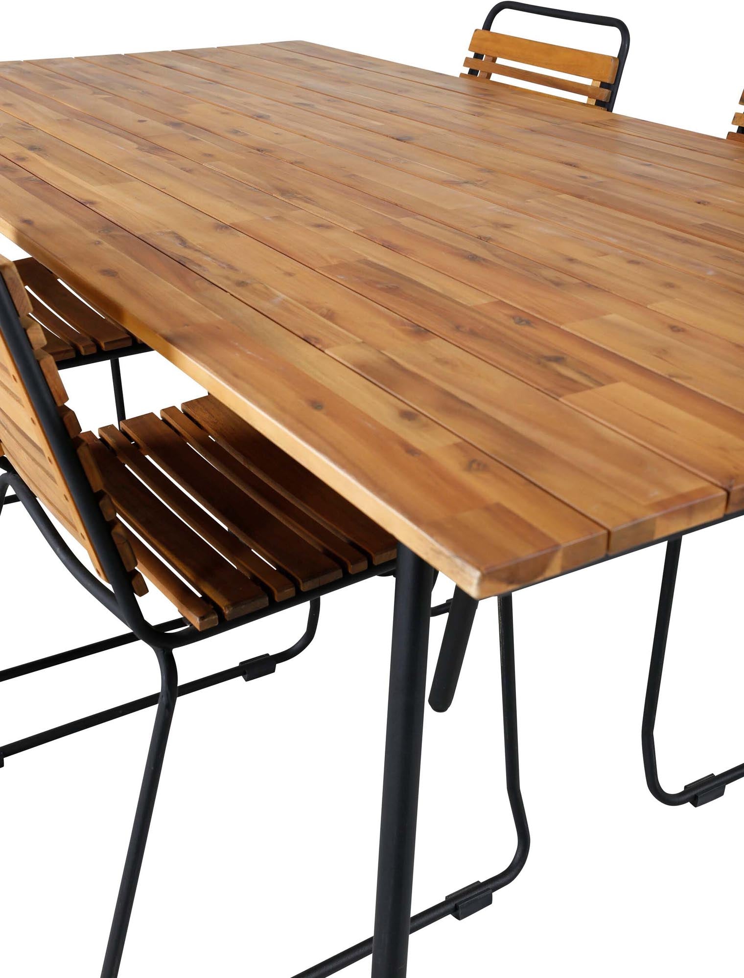 Chan Outdoor-Tischset + Bois 200cm/4St. in Schwarz präsentiert im Onlineshop von KAQTU Design AG. Gartentischset ist von Venture Home