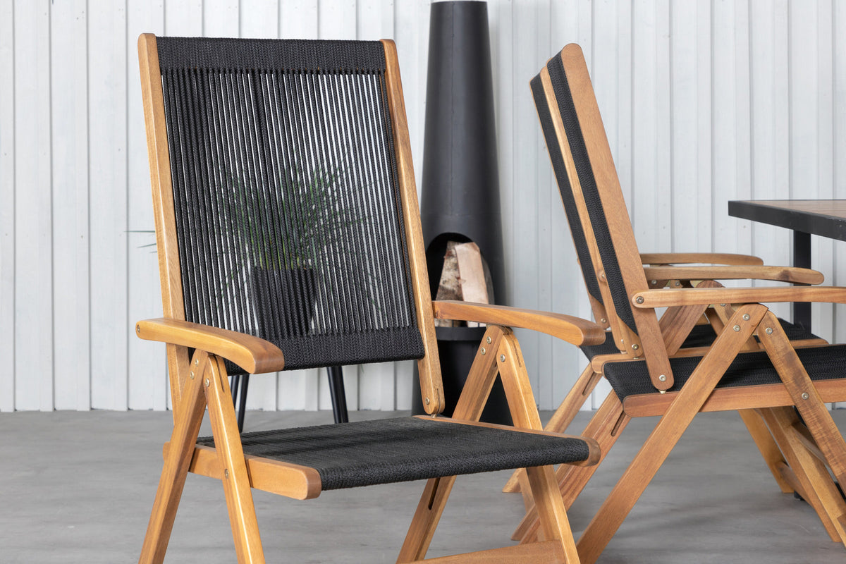 Khung Outdoor-Tischset (Little John) 200cm/6St. in Schwarz, Natur präsentiert im Onlineshop von KAQTU Design AG. Gartentischset ist von Venture Home