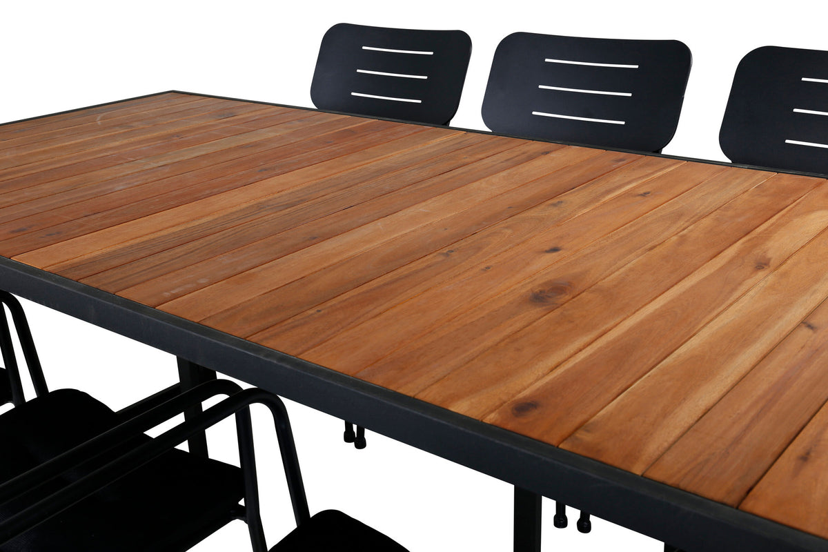 Khung Outdoor-Tischset (Nicke) 200cm/6St. in Schwarz präsentiert im Onlineshop von KAQTU Design AG. Gartentischset ist von Venture Home