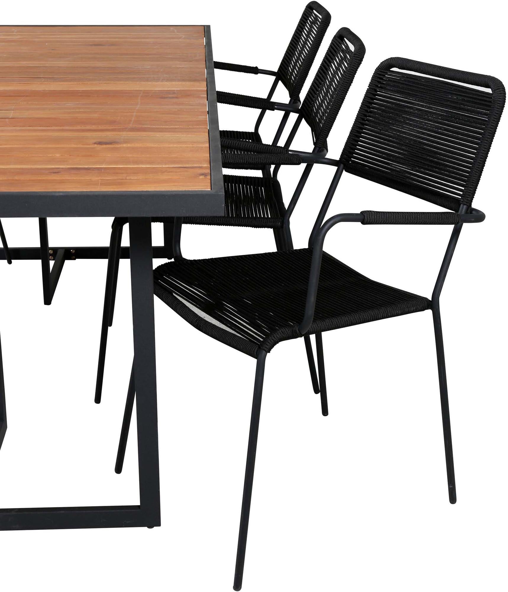 Elegantes Khung Tischset 200cm für 6, ideal für Outdoor-Dinner.