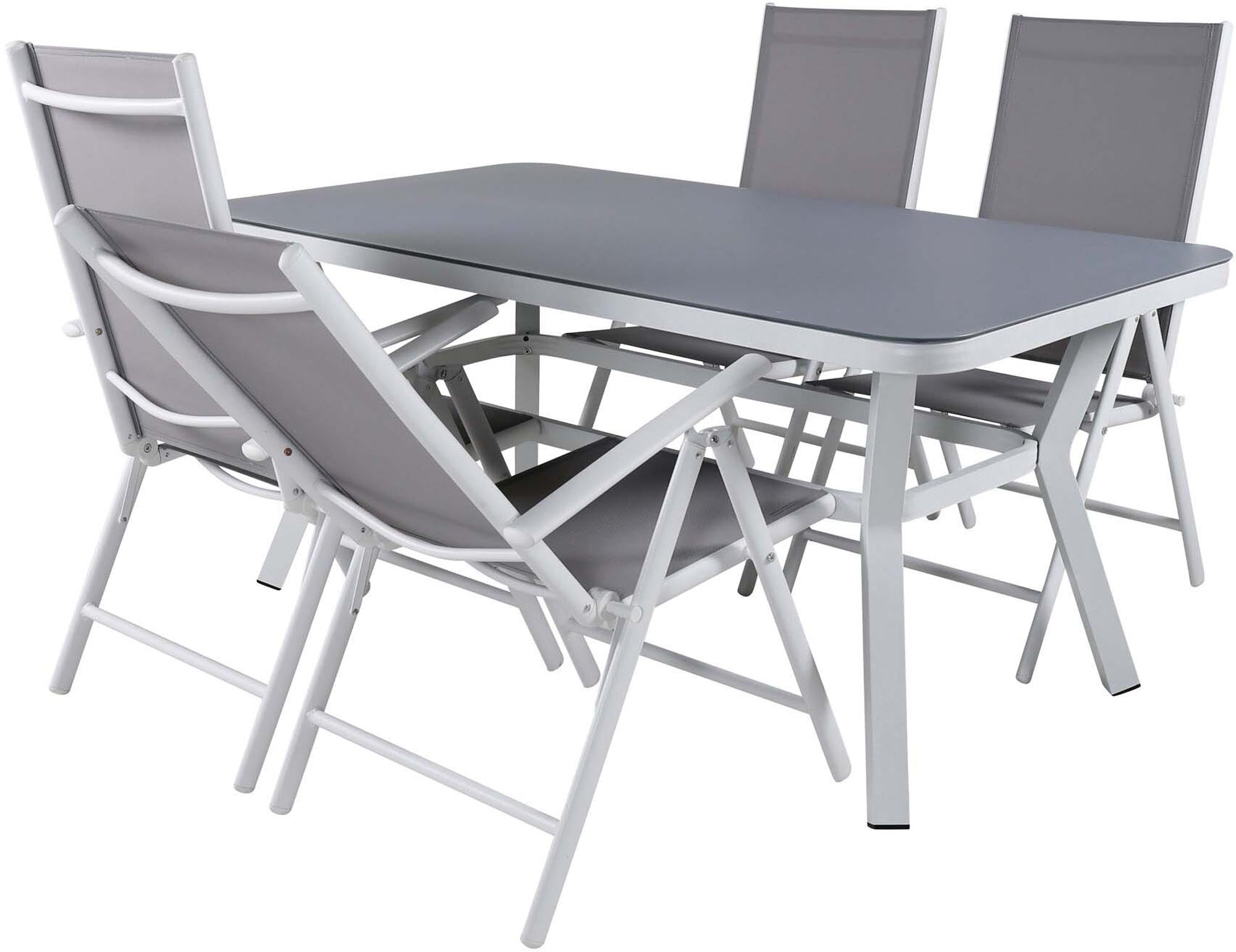 Elegantes Virya Outdoor-Tischset 160cm für 4 Personen, perfekt für gesellige Abende im Freien. Hochwertige Materialien für Langlebigkeit und Komfort.