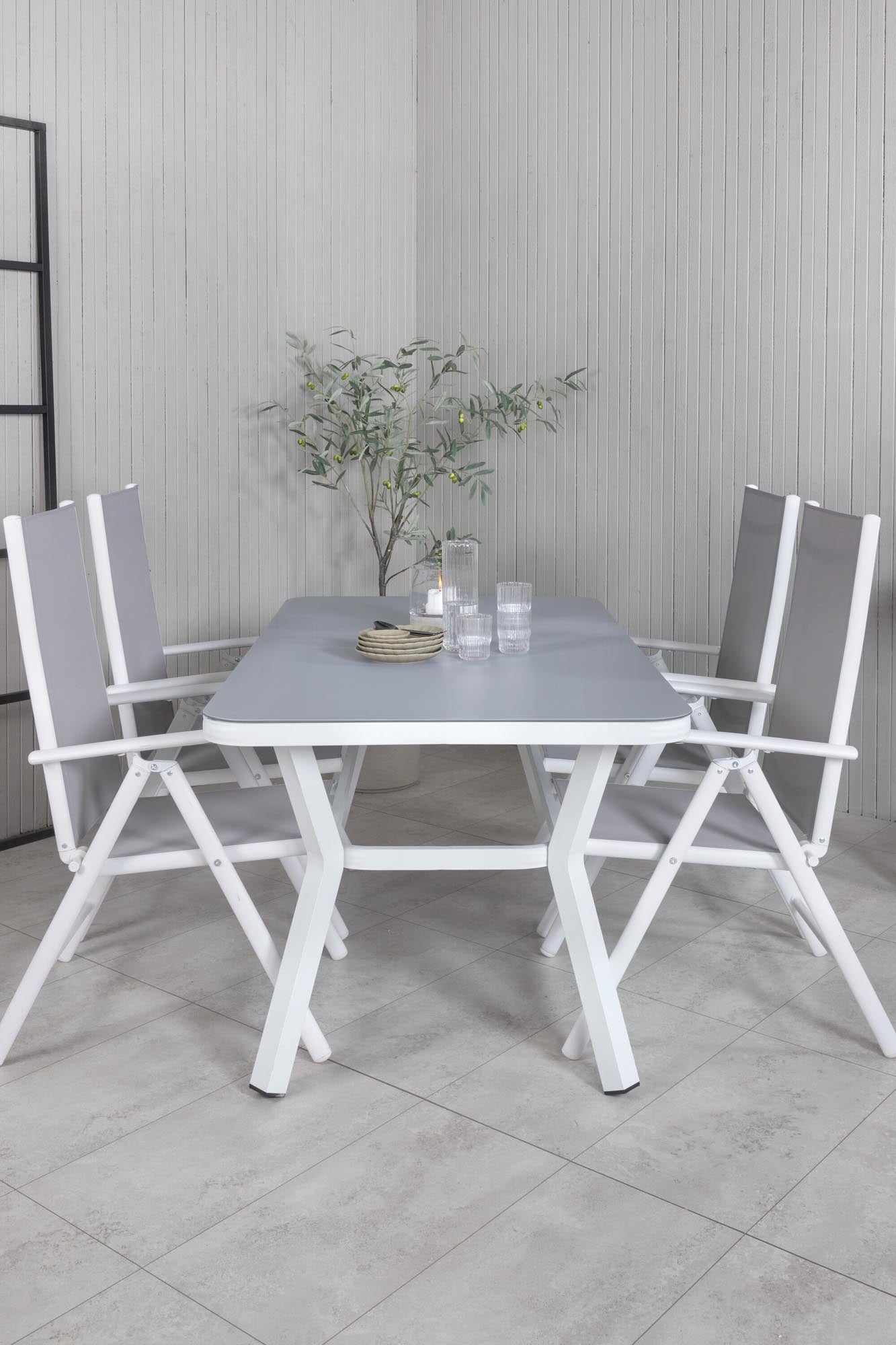 Virya Outdoor-Tischset + Break 160cm/4St. in Grau weiss präsentiert im Onlineshop von KAQTU Design AG. Gartentischset ist von Venture Home