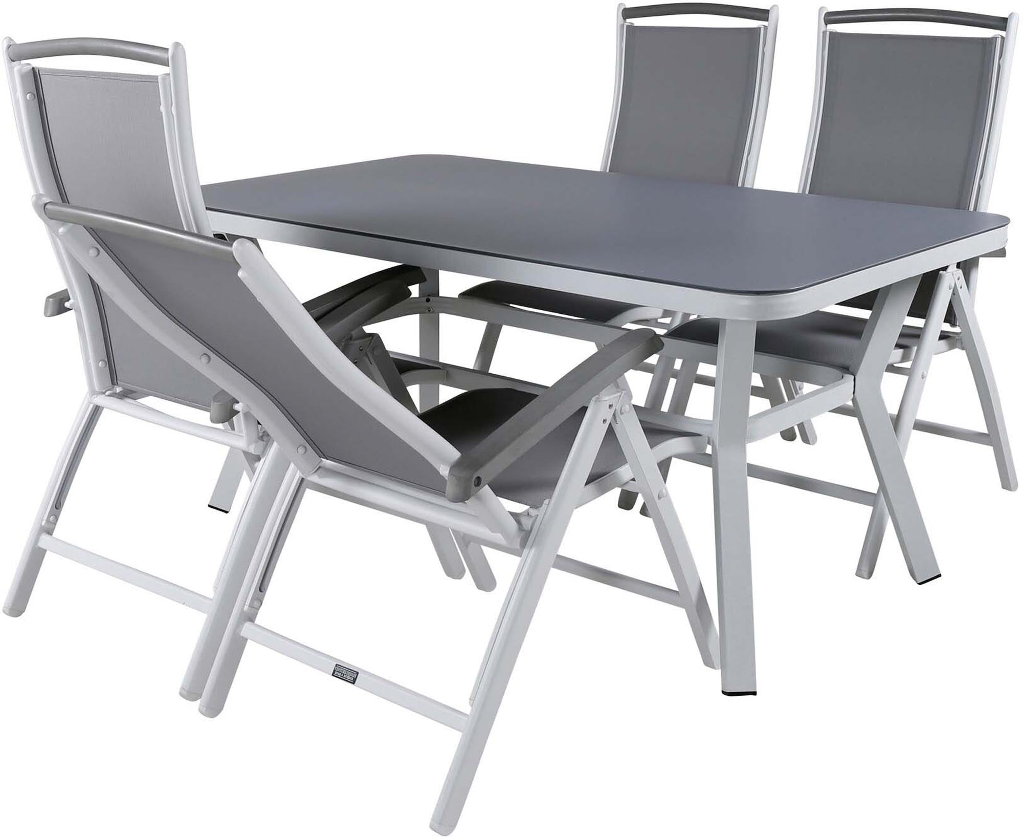 Virya Outdoor-Tischset + Albany 160cm/4St. in Grau weiss präsentiert im Onlineshop von KAQTU Design AG. Gartentischset ist von Venture Home