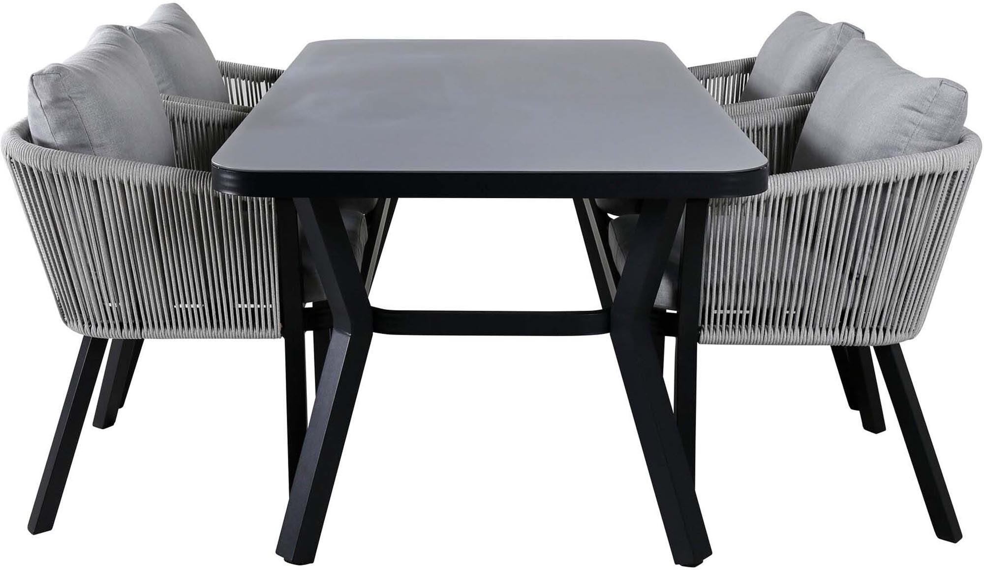 Virya Outdoor-Tischset 160cm/4St. in Schwarzgrau präsentiert im Onlineshop von KAQTU Design AG. Gartentischset ist von Venture Home