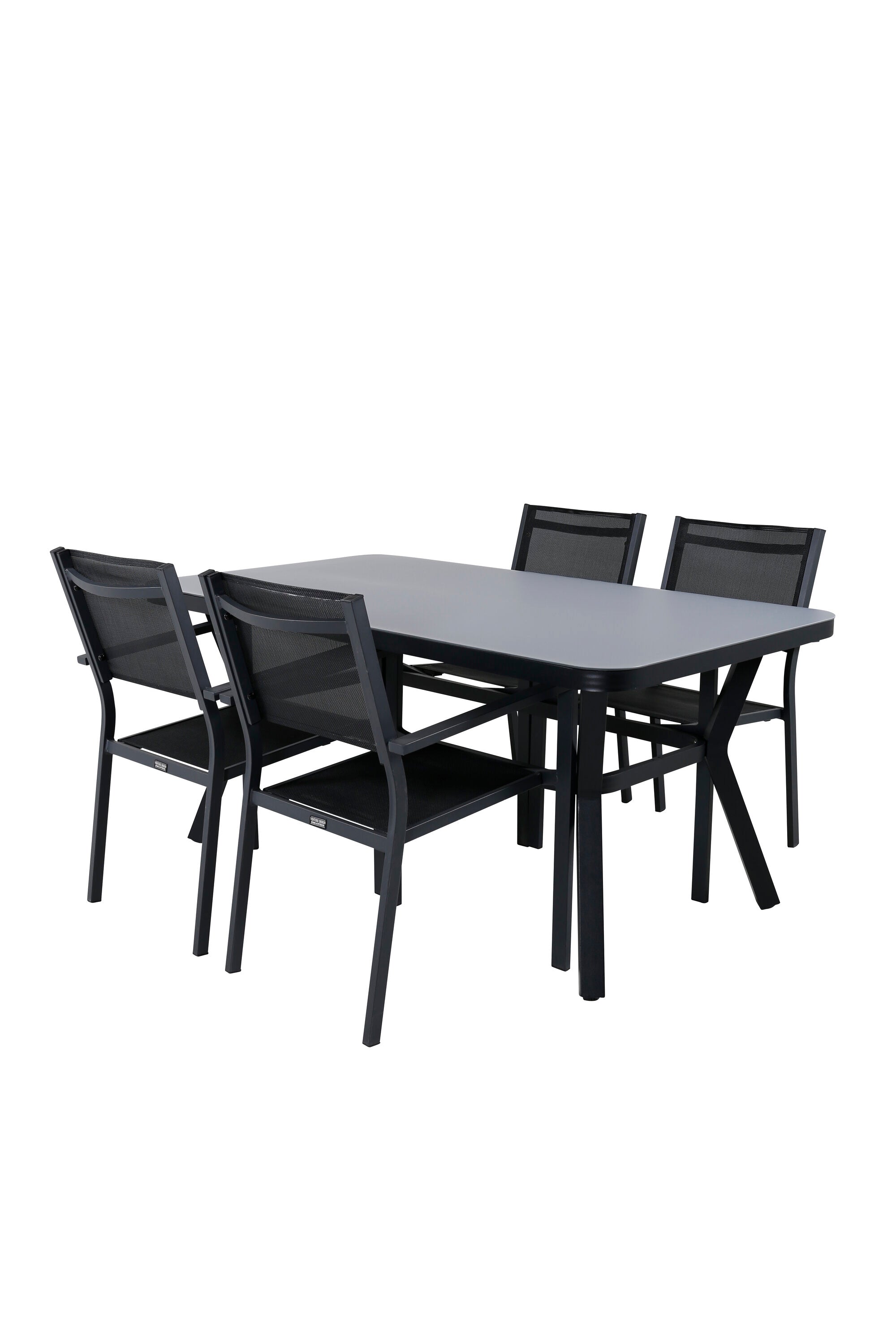 Virya Gartentisch Set mit 4 Stühlen in Schwarz Schwarz präsentiert im Onlineshop von KAQTU Design AG. Gartentischset ist von Venture Home