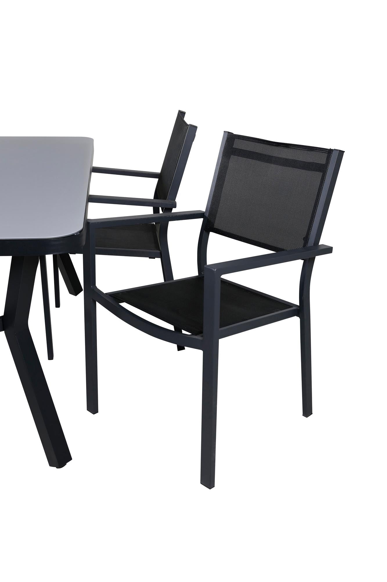 Virya Gartentisch Set mit 4 Stühlen in Schwarz Schwarz präsentiert im Onlineshop von KAQTU Design AG. Gartentischset ist von Venture Home