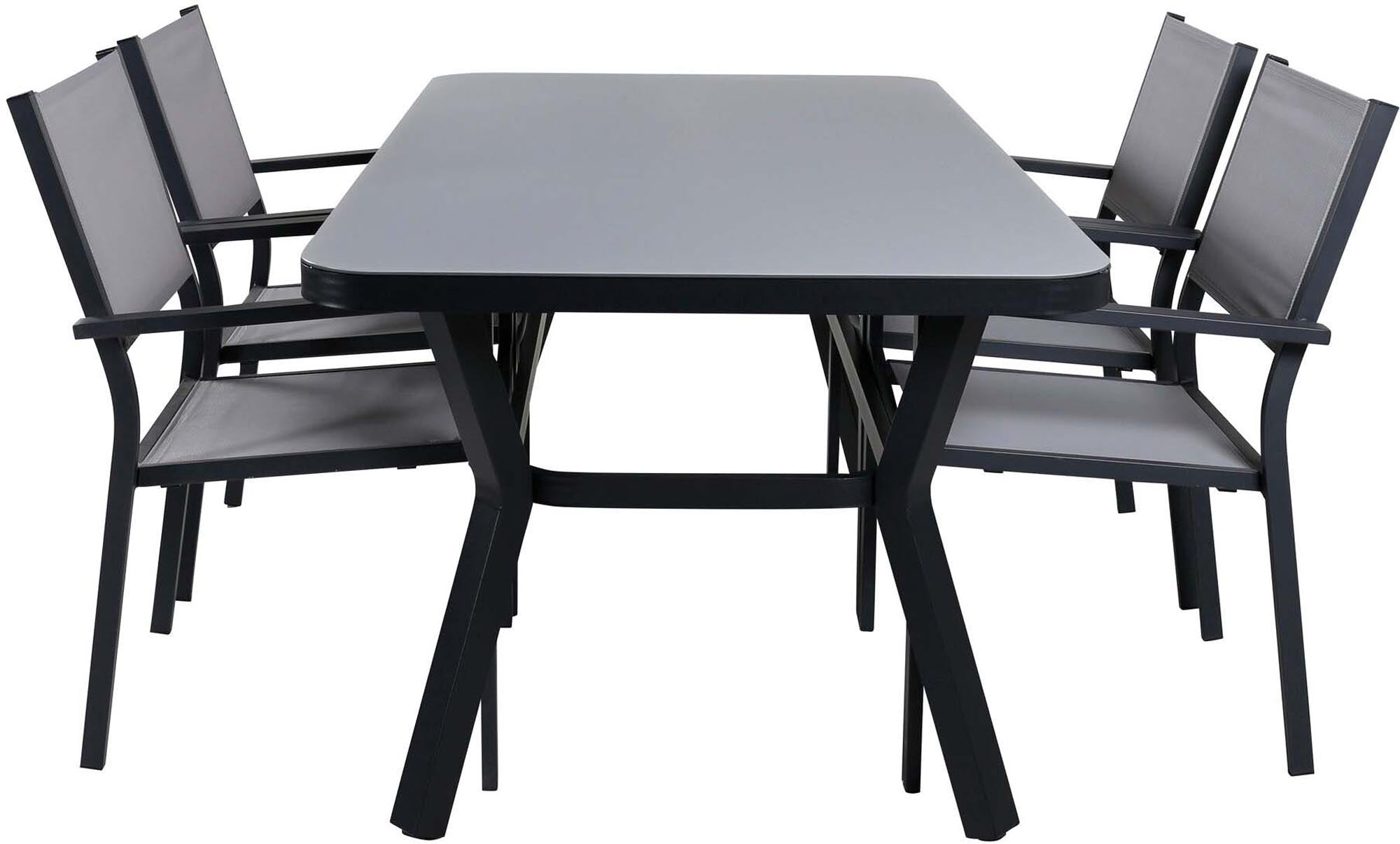 Virya Outdoor-Tischset + Copacabana 160cm/4St. in Schwarzgrau präsentiert im Onlineshop von KAQTU Design AG. Gartentischset ist von Venture Home