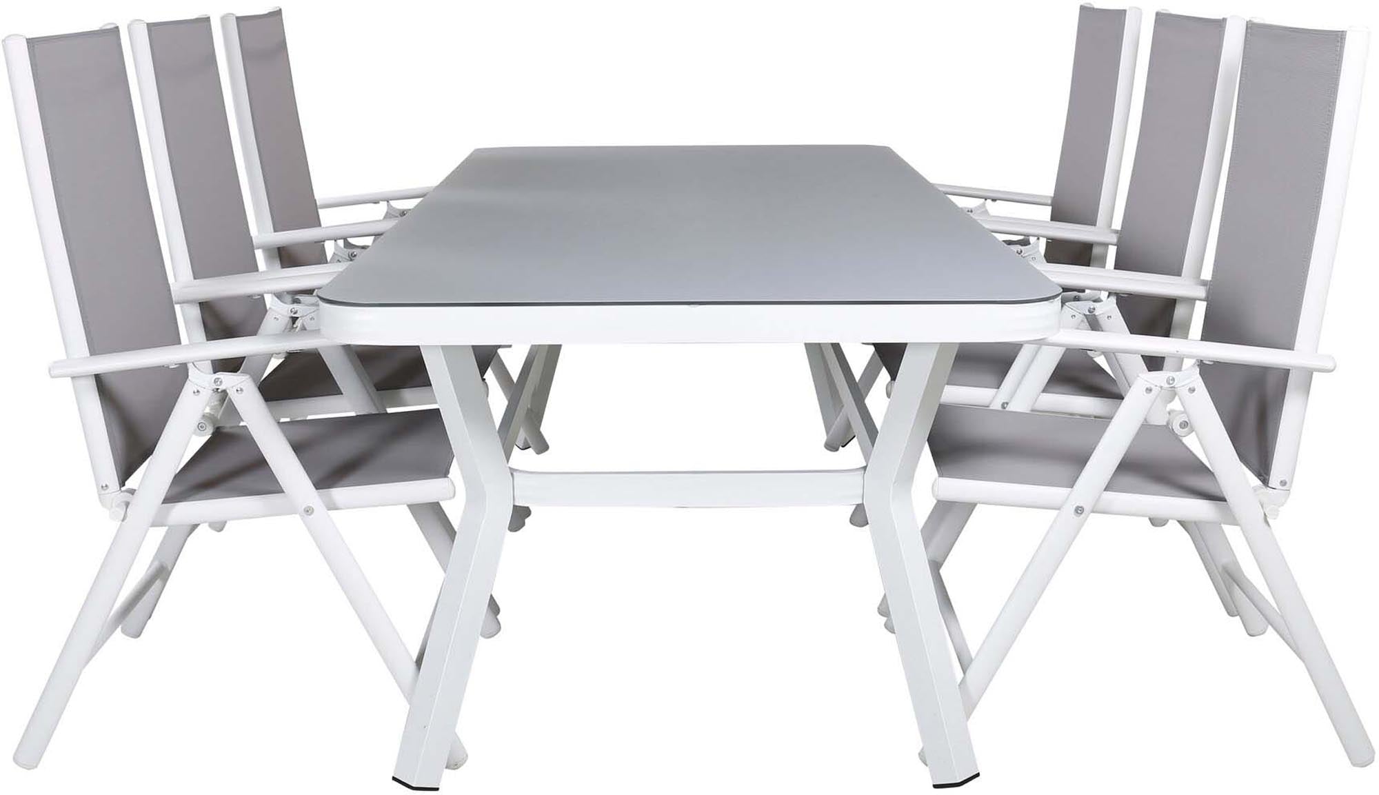 Virya Outdoor-Tischset + Break 200cm/6St. in Grau weiss präsentiert im Onlineshop von KAQTU Design AG. Gartentischset ist von Venture Home