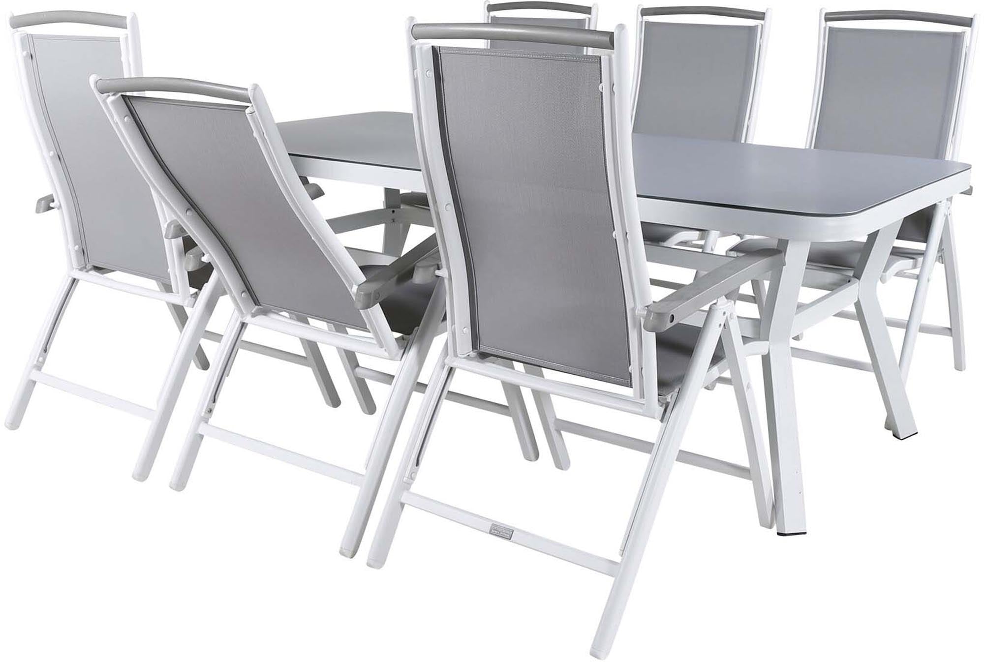 Stylisches Virya Outdoor-Tischset mit Albany Stühlen. Perfekt für gesellige Abende im Freien, robust und pflegeleicht. Ideal für jeden Garten!