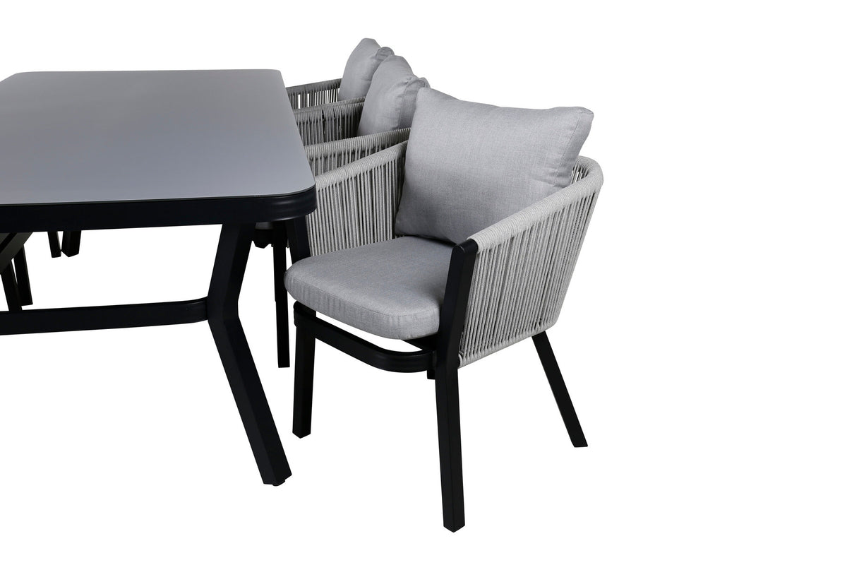 Virya Outdoor-Tischset 200cm/6St. in Schwarzgrau präsentiert im Onlineshop von KAQTU Design AG. Gartentischset ist von Venture Home