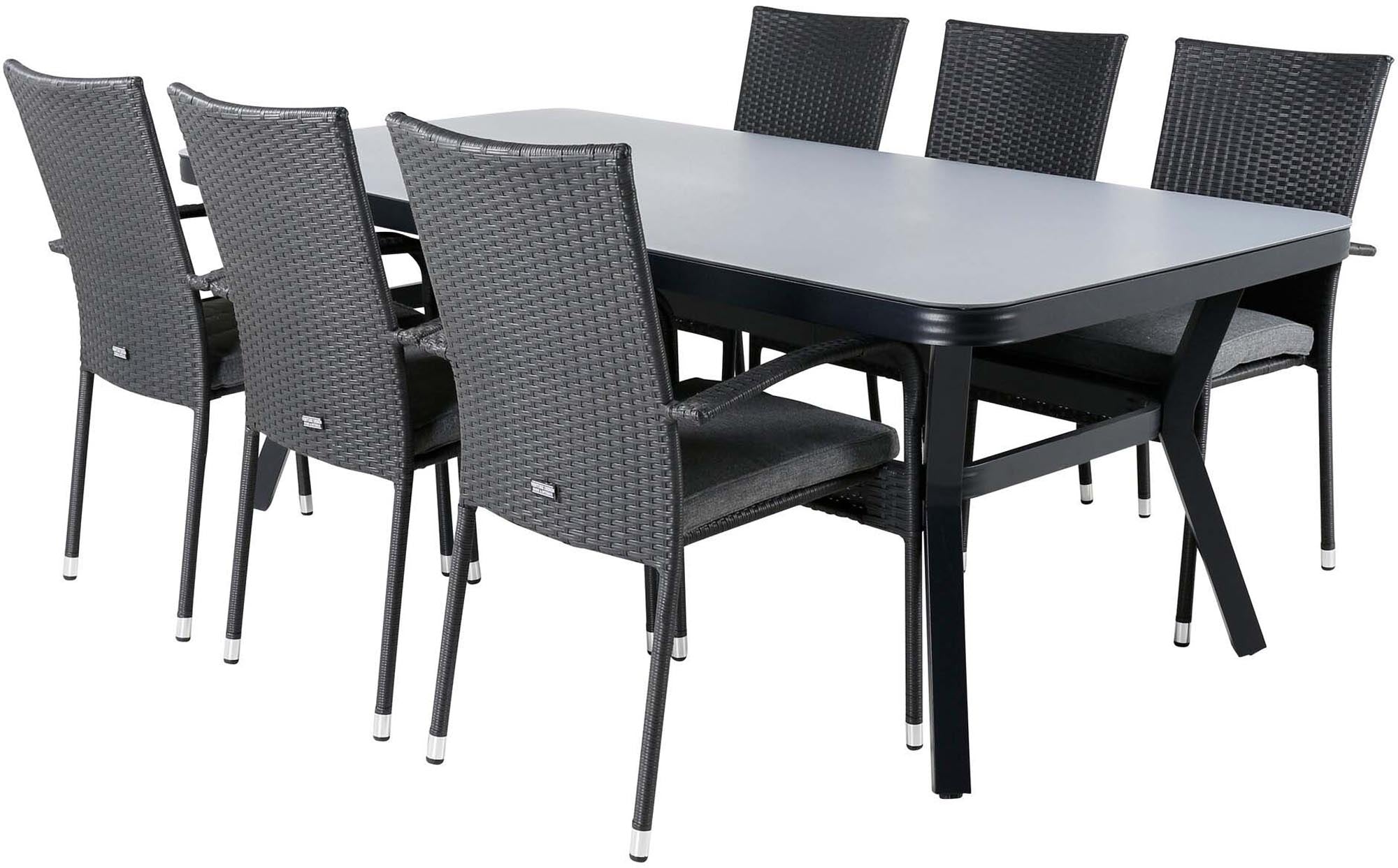 Elegantes Virya Outdoor-Tischset mit Anna Stühlen: Ideal für gesellige Abende im Freien und stilvolle Gartenessen.