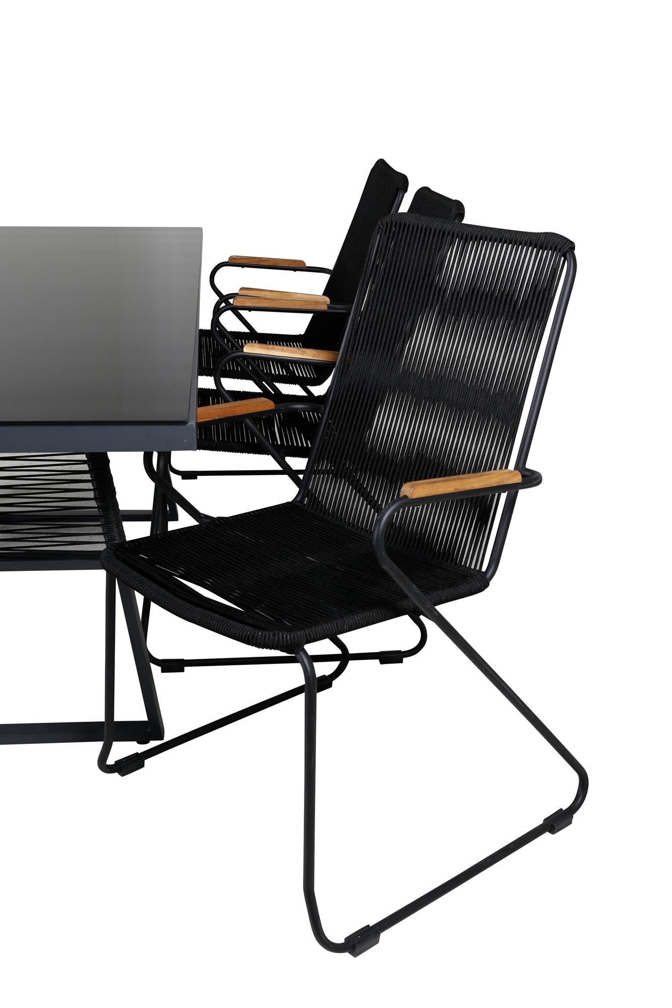 Dallas Gartentisch Set in Schwarz/ Natur präsentiert im Onlineshop von KAQTU Design AG. Gartentischset ist von Venture Home