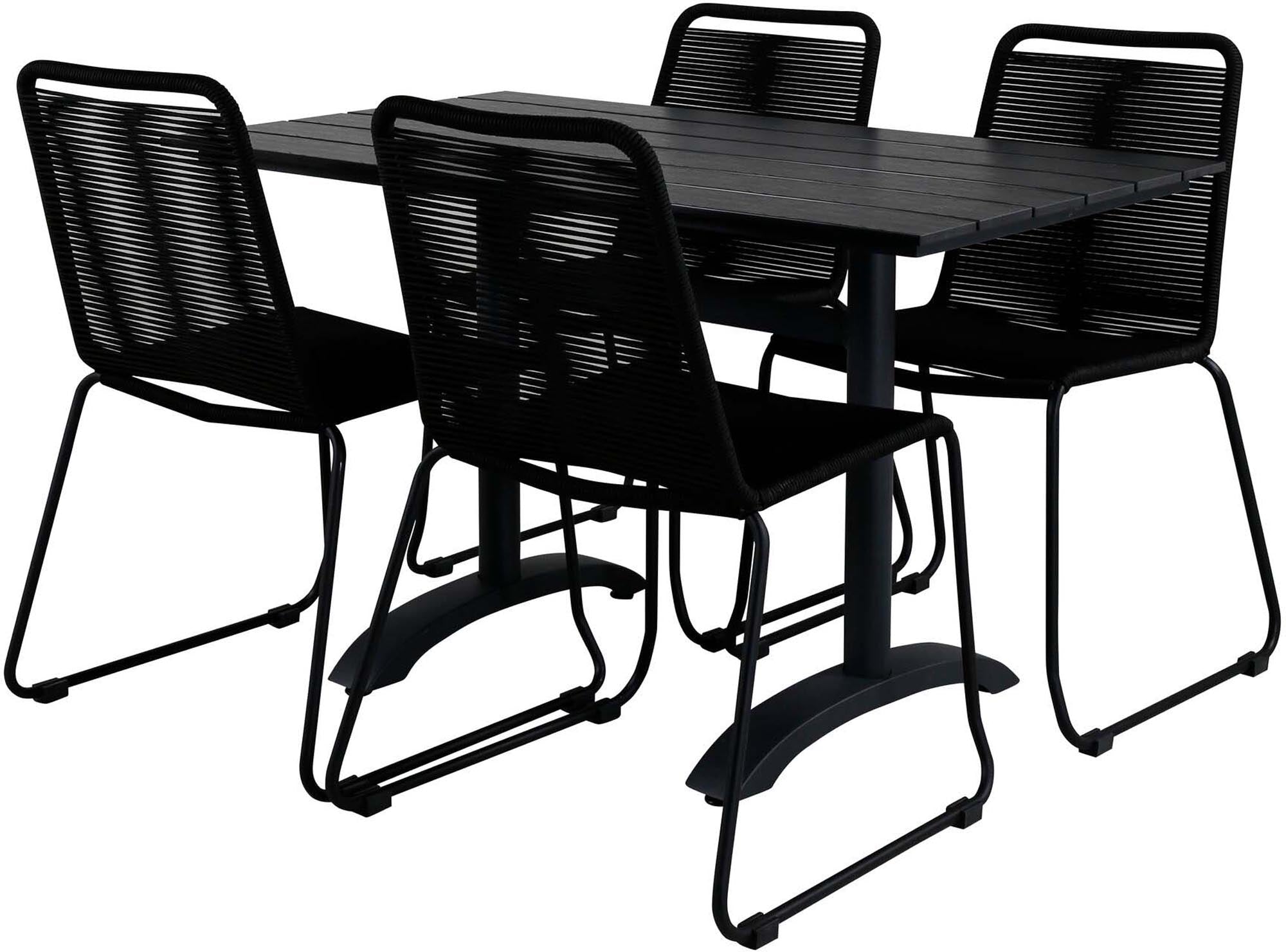 Denver Outdoor-Tischset + Lindos Stacking 120cm/4St. in Schwarz präsentiert im Onlineshop von KAQTU Design AG. Gartentischset ist von Venture Home
