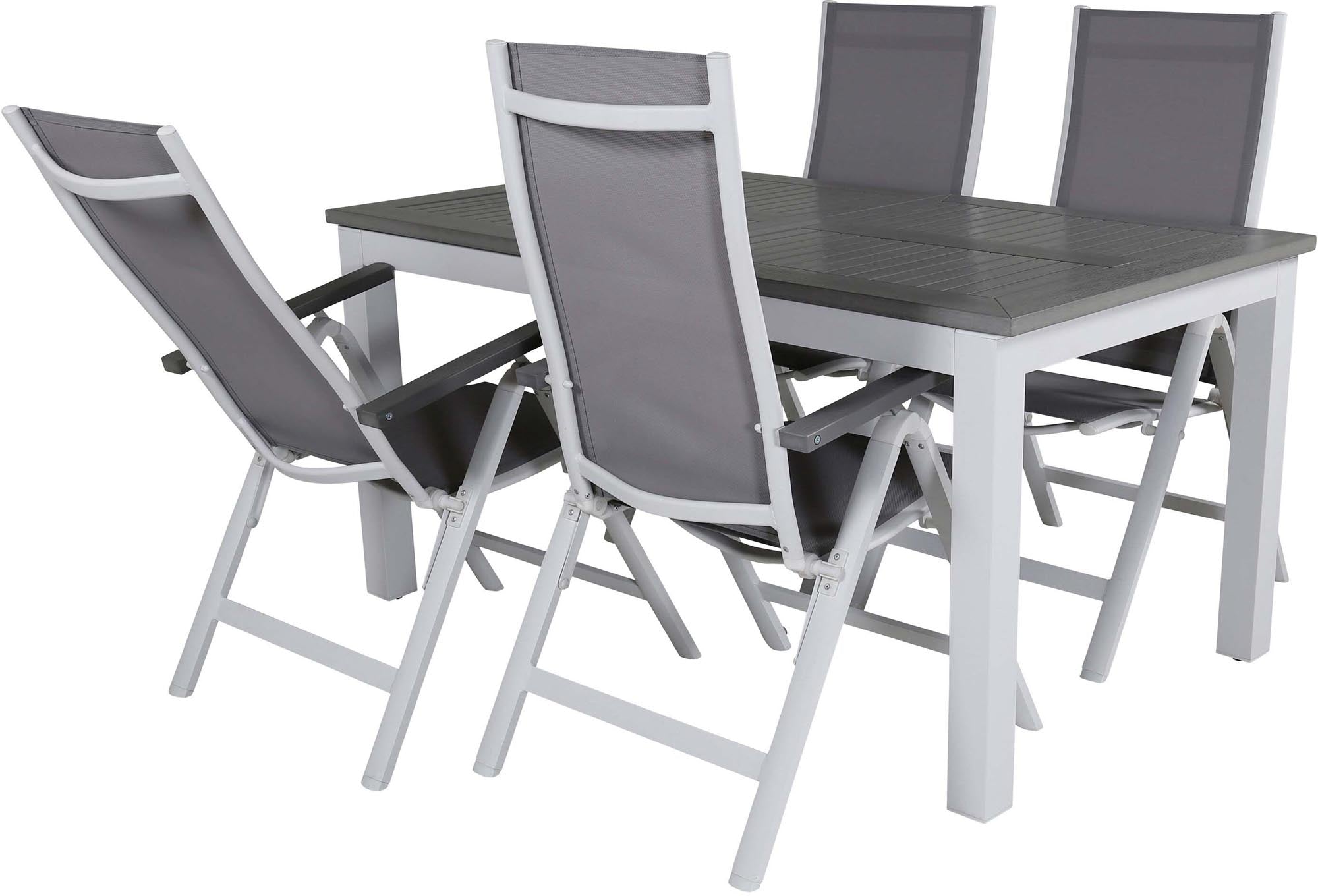 Das Albany Gartenset: 152 cm Tisch und 4 Stühle von Venture Home, ideal für stilvolles und komfortables Outdoor-Wohnen.