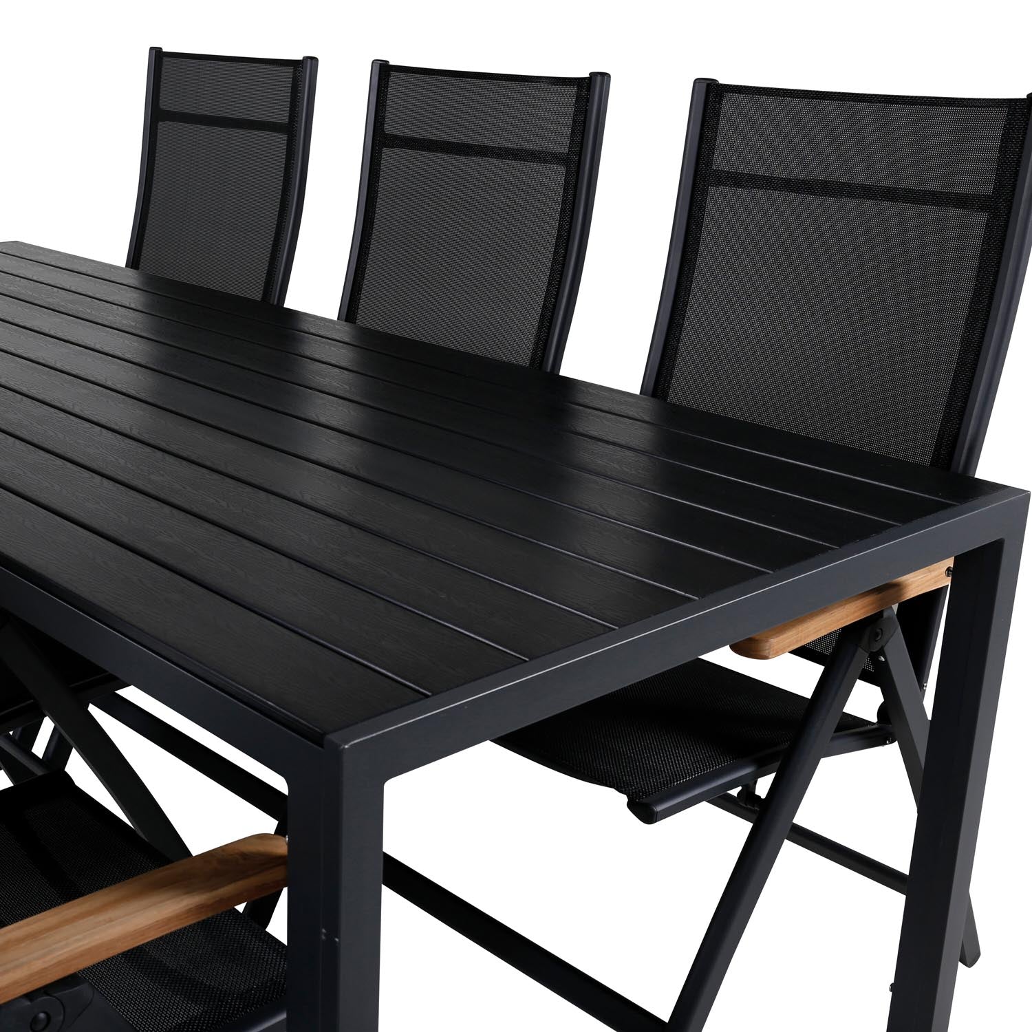 Break Outdoor-Tischset + Panama 205cm/6St. in Schwarz präsentiert im Onlineshop von KAQTU Design AG. Gartentischset ist von Venture Home