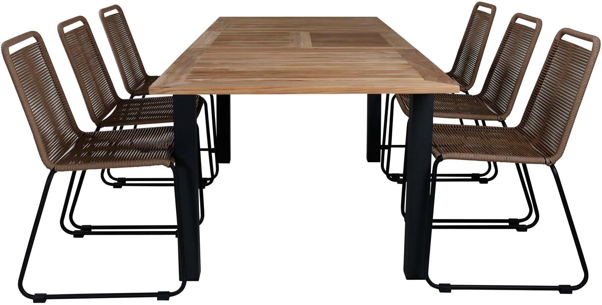 Panama Outdoor-Tischset + Lindos 152cm/6St. in Schwarz Braun präsentiert im Onlineshop von KAQTU Design AG. Gartentischset ist von Venture Home