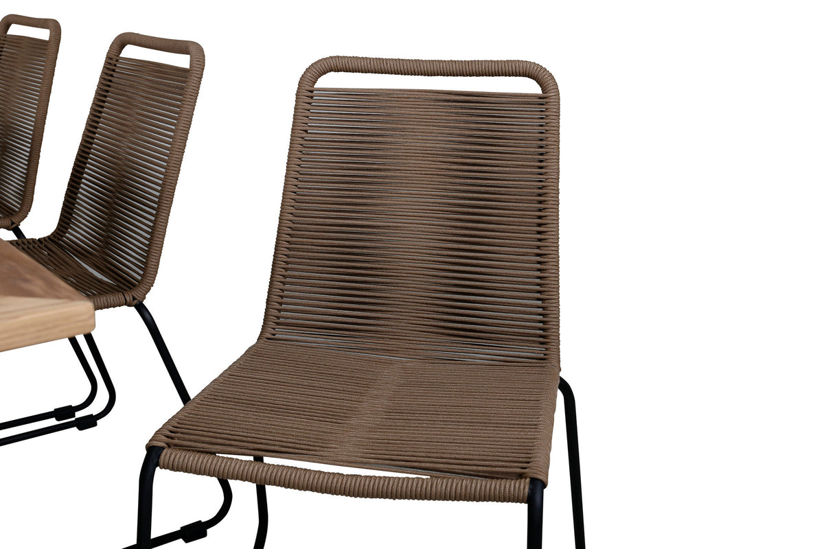 Panama Outdoor-Tischset + Lindos 152cm/6St. in Schwarz Braun präsentiert im Onlineshop von KAQTU Design AG. Gartentischset ist von Venture Home