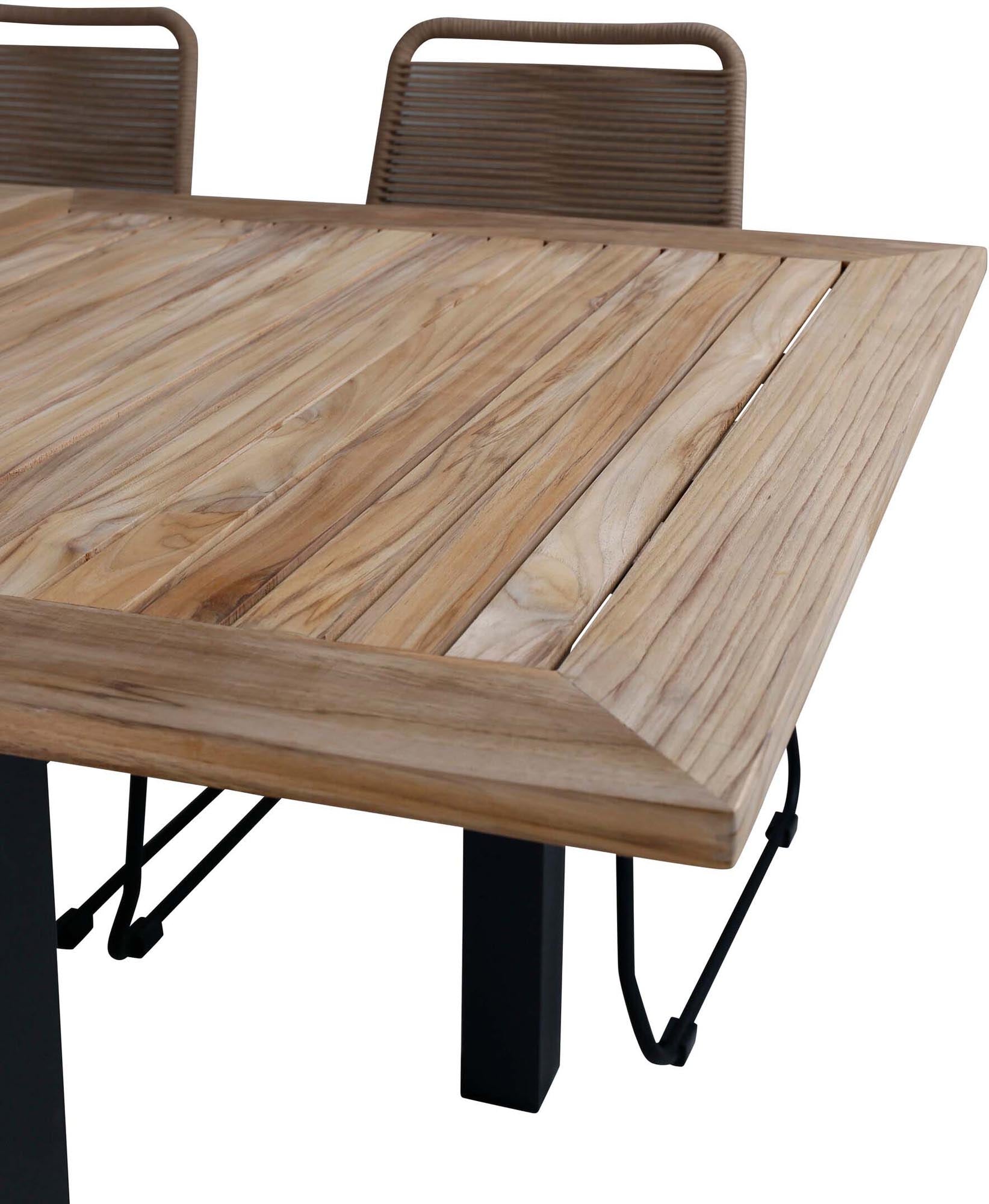 Entdecken Sie das Panama Outdoor-Tischset + Lindos 152cm/6St. von Venture Home – ideal für gesellige Stunden im Freien mit Familie und Freunden.