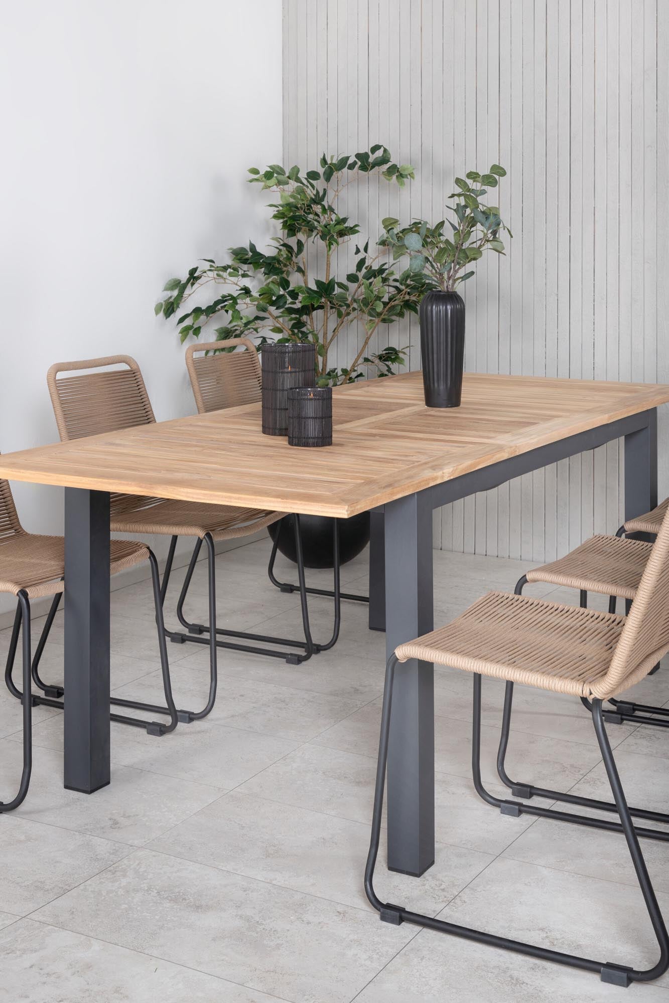 Panama Outdoor-Tischset + Lindos 152cm/6St. in Schwarz Braun präsentiert im Onlineshop von KAQTU Design AG. Gartentischset ist von Venture Home