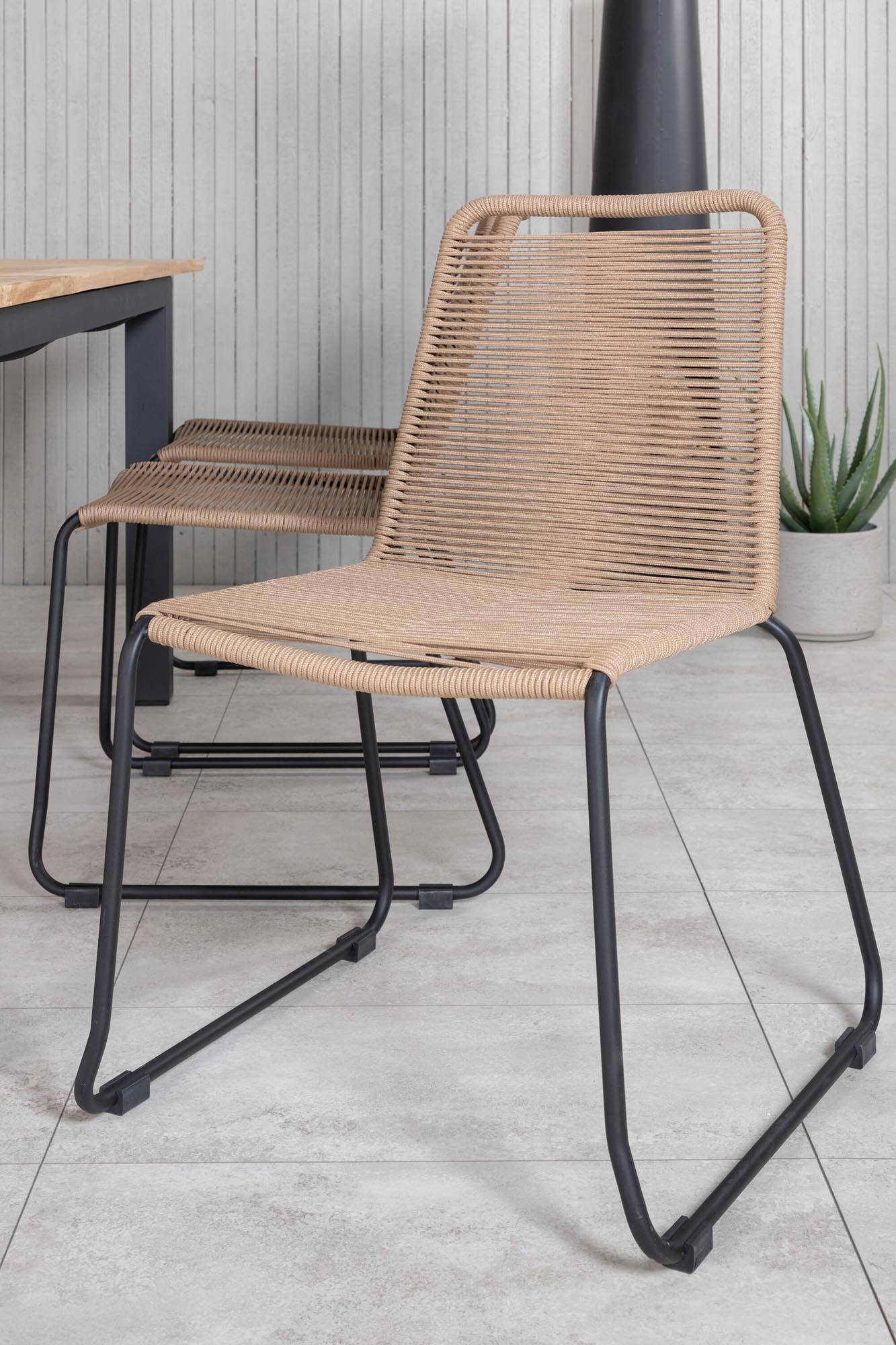 Panama Outdoor-Tischset + Lindos 152cm/6St. in Schwarz Braun präsentiert im Onlineshop von KAQTU Design AG. Gartentischset ist von Venture Home