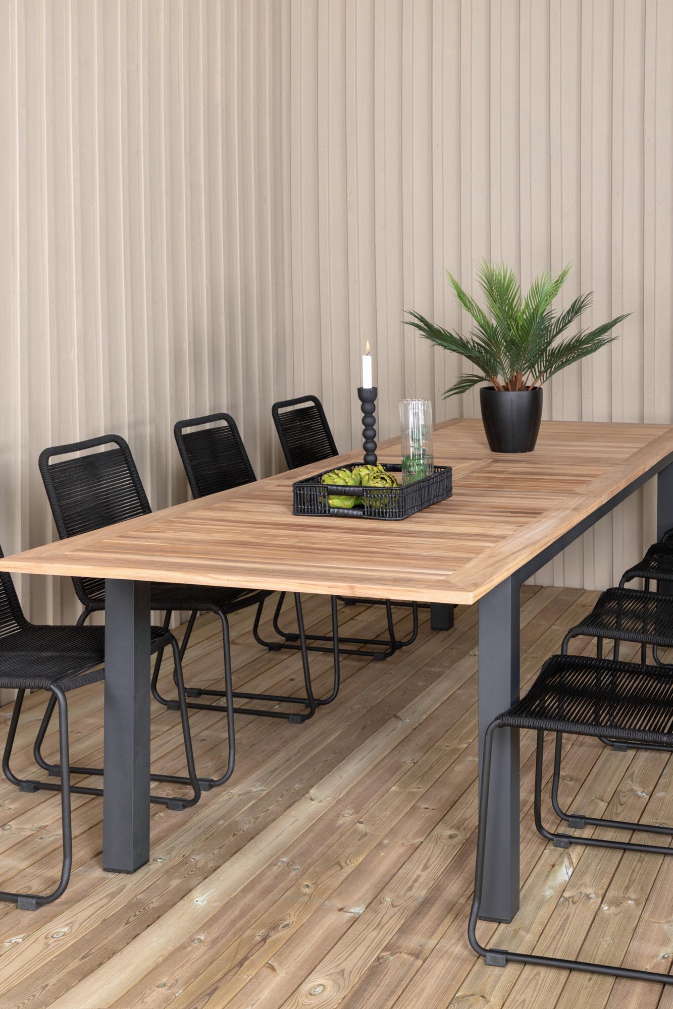 Elegantes Panama Gartentischset Lindos, 8-teilig, ausziehbar, von Venture Home – ideal für stilvolle Garten- und Terrassenmomente.