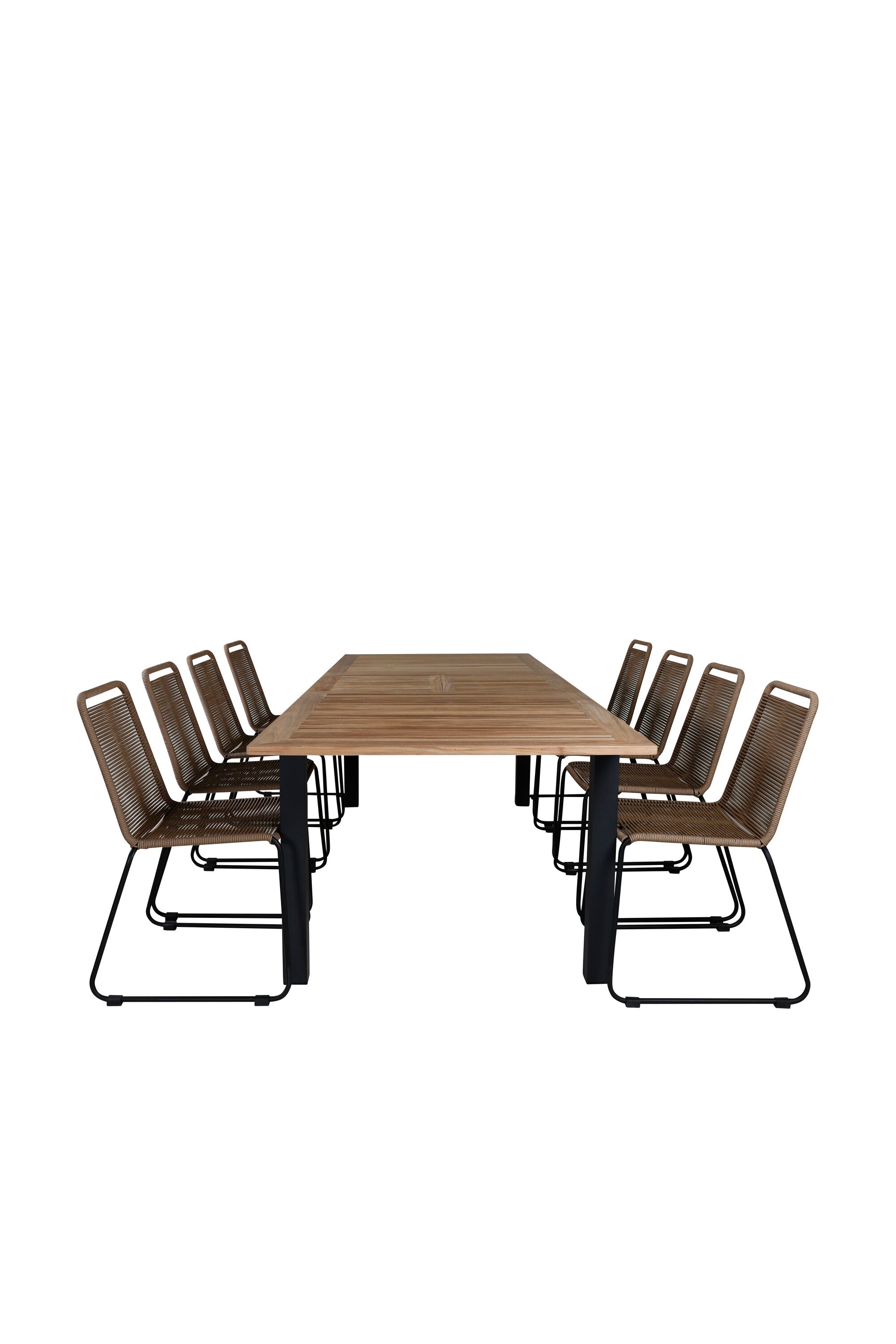 Elegantes Panama Gartentischset von Venture Home: Ausziehbarer Teakholztisch und komfortable Lindos-Stühle für stilvolle Gartenmomente.