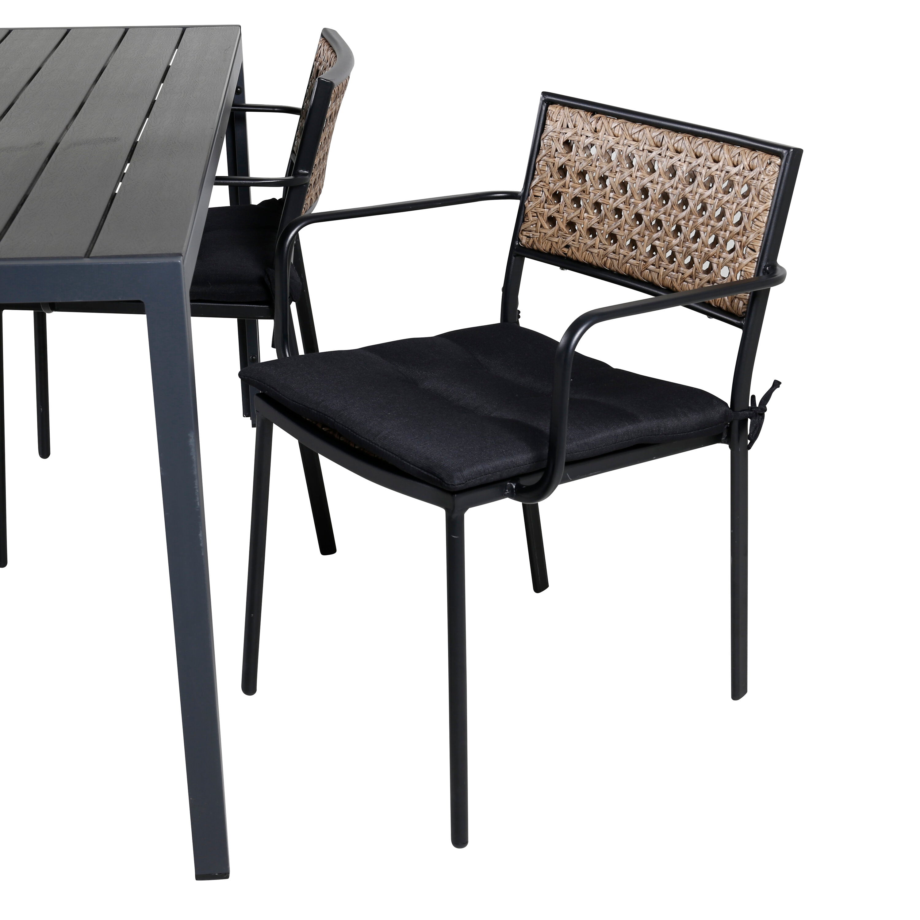 Break Outdoor-Tischset + Paola 150cm/4St. in Schwarz, Natur präsentiert im Onlineshop von KAQTU Design AG. Gartentischset ist von Venture Home