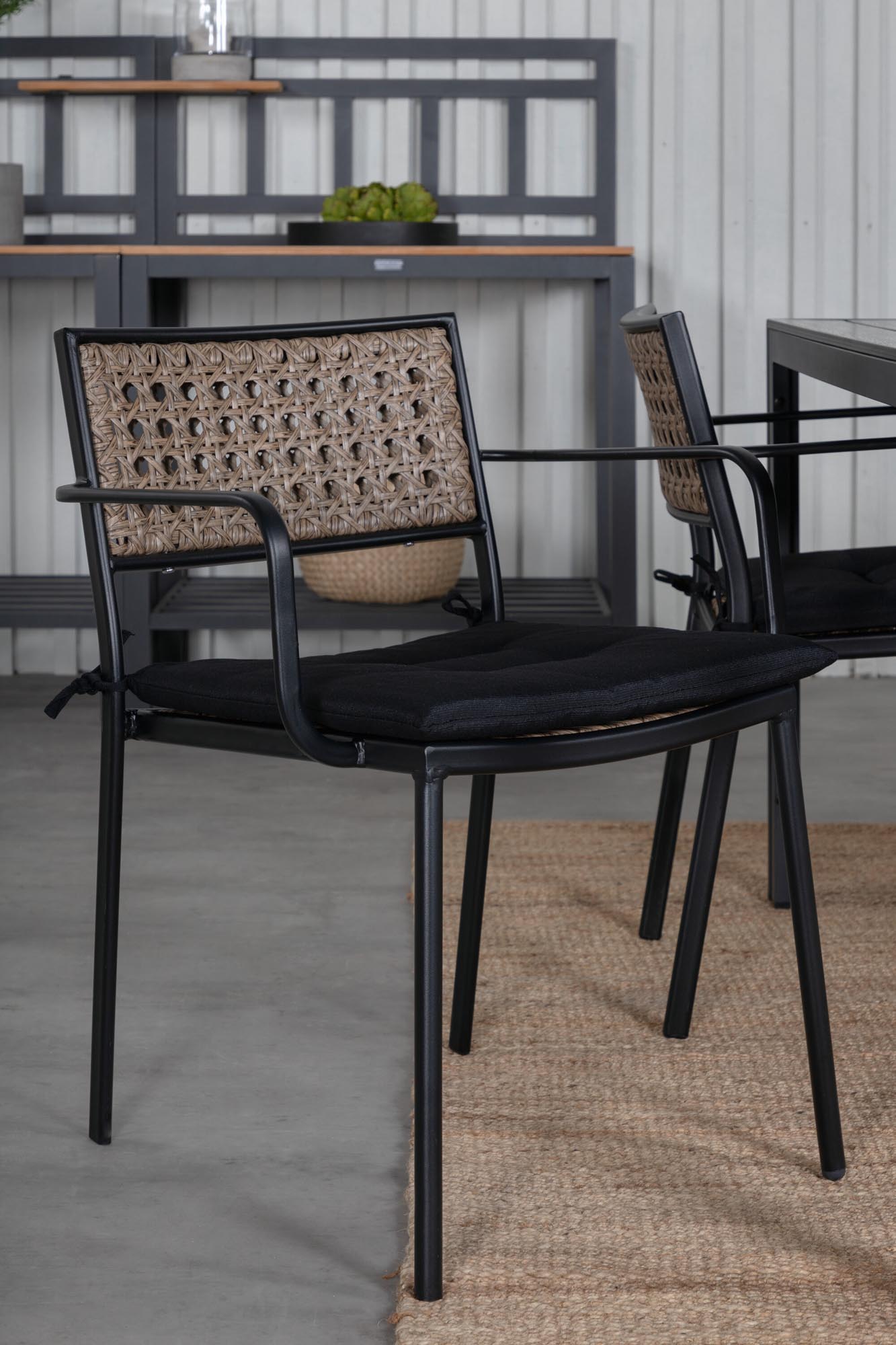Break Outdoor-Tischset + Paola 150cm/4St. in Schwarz, Natur präsentiert im Onlineshop von KAQTU Design AG. Gartentischset ist von Venture Home