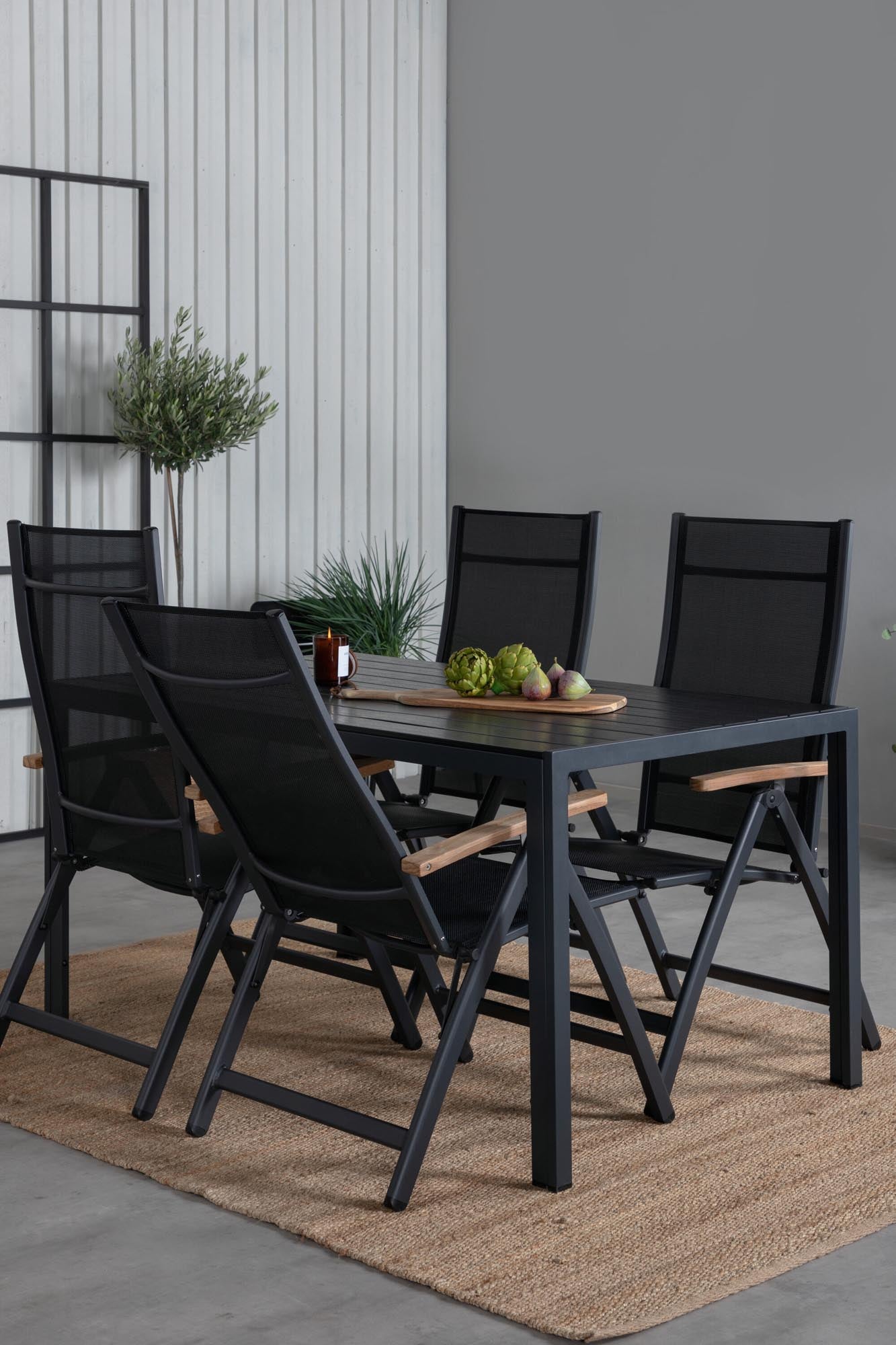 Break Outdoor-Tischset + Panama 150cm/4St. in Schwarz präsentiert im Onlineshop von KAQTU Design AG. Gartentischset ist von Venture Home