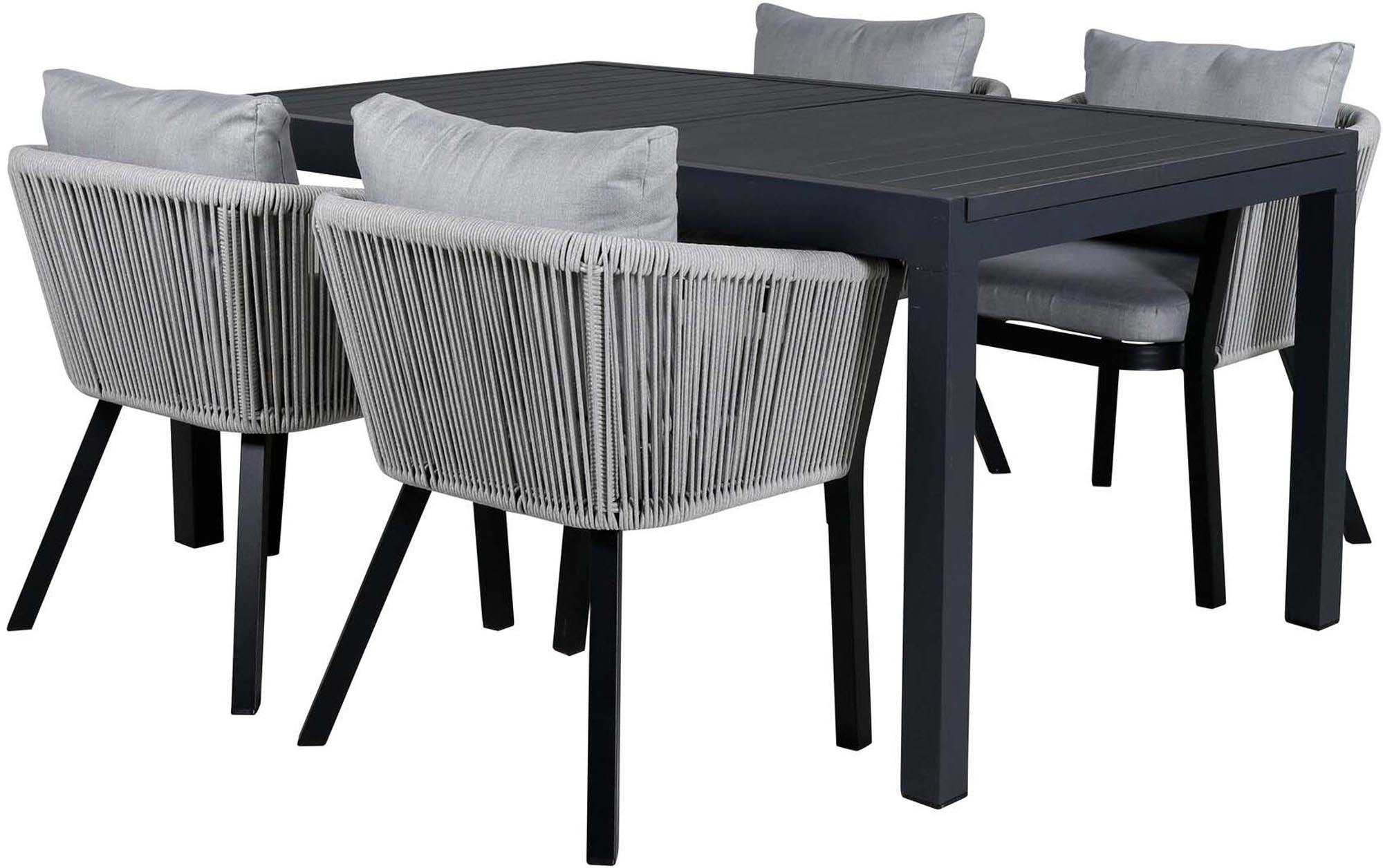 Marbella Outdoor-Tischset ausziehbar + Virya 240cm/4St. in Schwarzgrau präsentiert im Onlineshop von KAQTU Design AG. Gartentischset ist von Venture Home