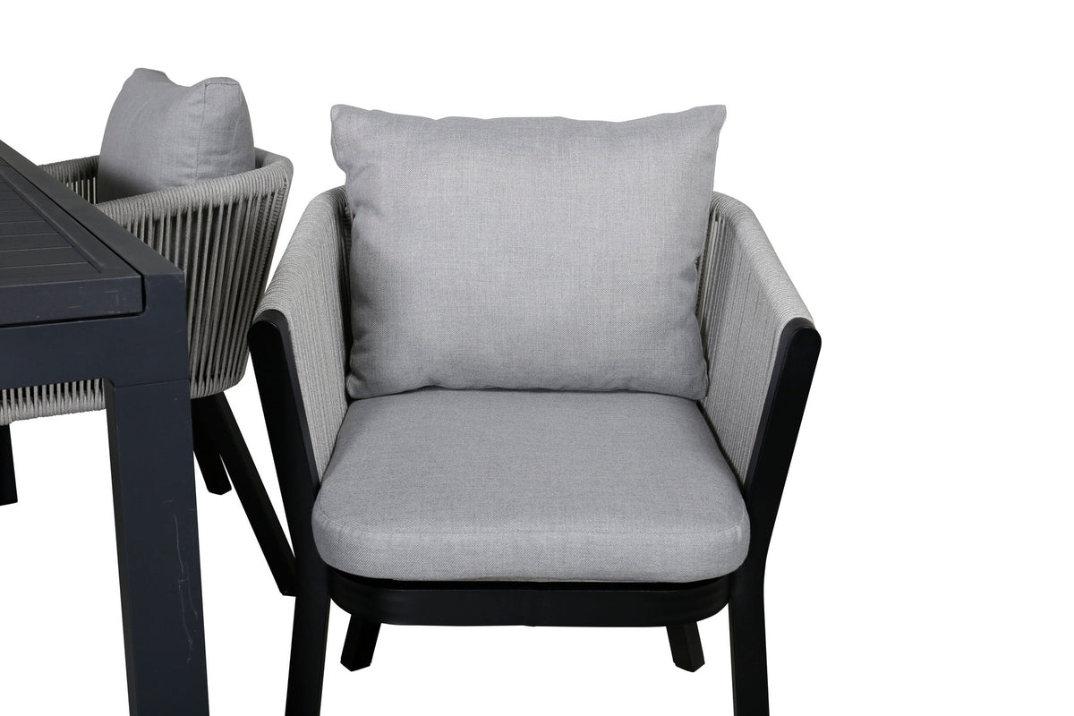 Marbella Outdoor-Tischset ausziehbar + Virya 240cm/4St. in Schwarzgrau präsentiert im Onlineshop von KAQTU Design AG. Gartentischset ist von Venture Home