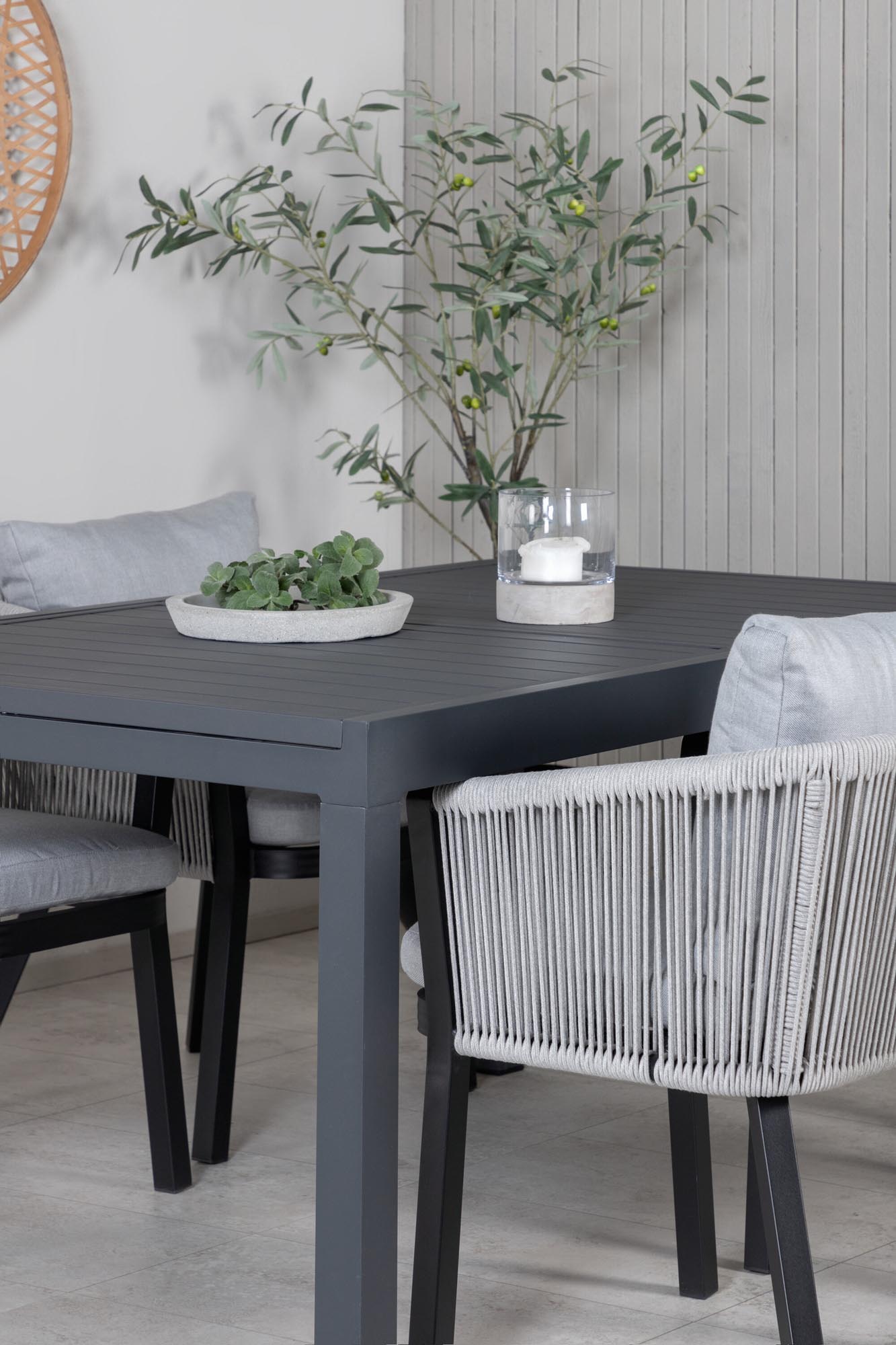 Marbella Outdoor-Tischset ausziehbar + Virya 240cm/4St. in Schwarzgrau präsentiert im Onlineshop von KAQTU Design AG. Gartentischset ist von Venture Home