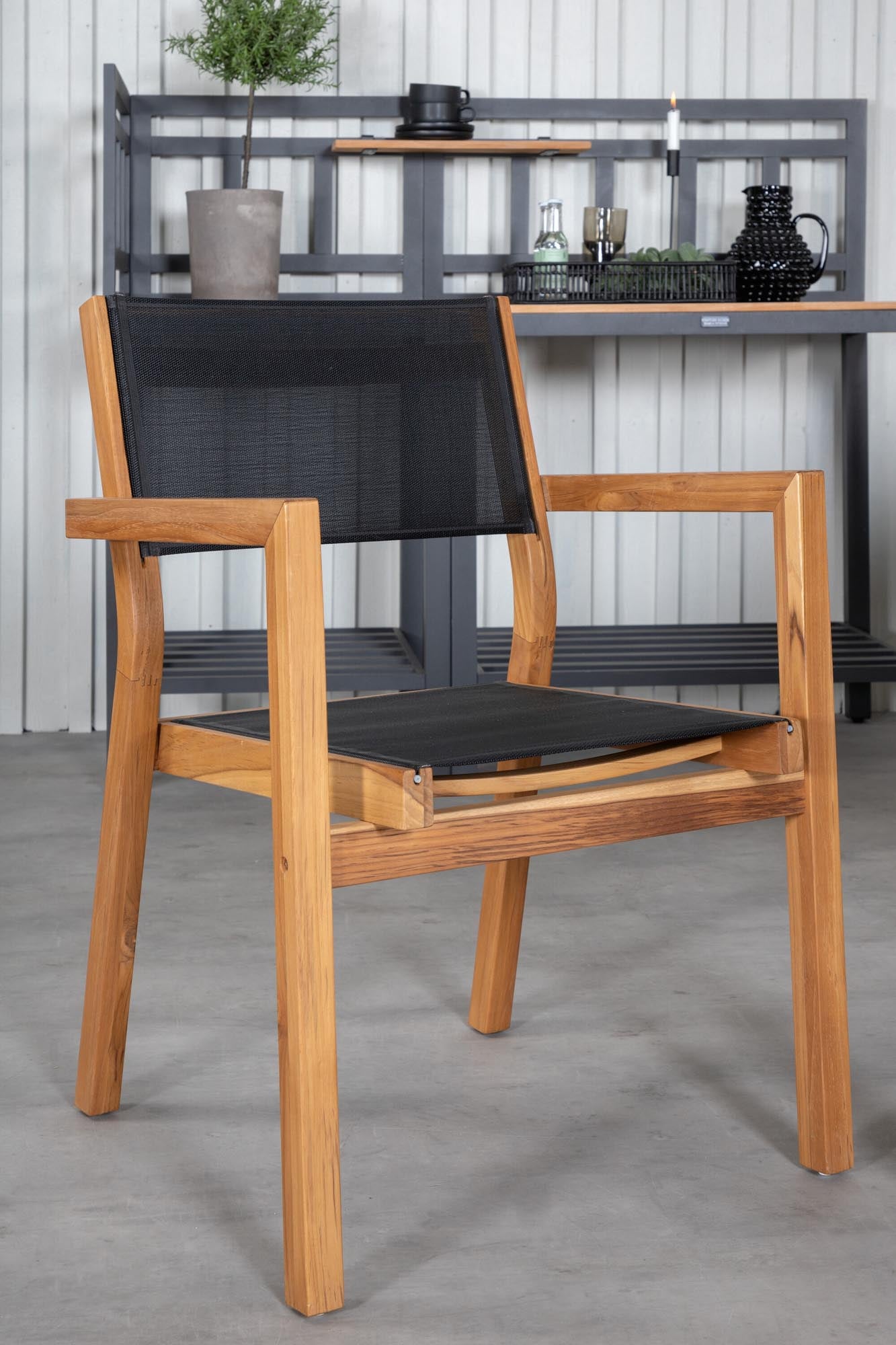 Bois Outdoor-Tischset + Venice 205cm/6St. in Schwarz, Natur präsentiert im Onlineshop von KAQTU Design AG. Gartentischset ist von Venture Home