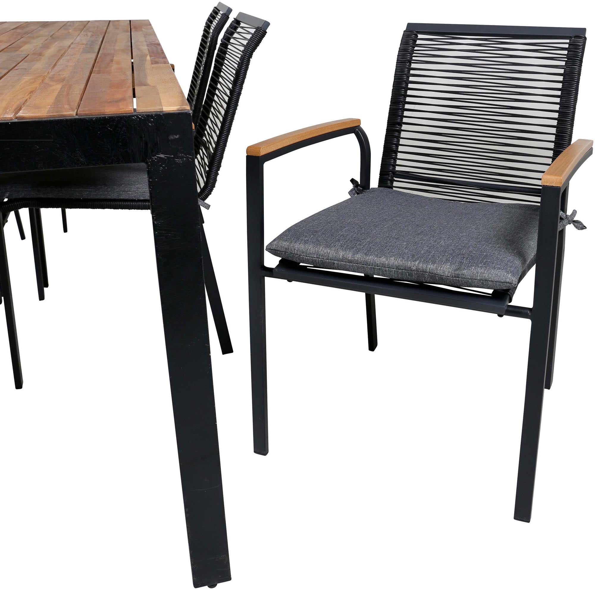 Entdecken Sie das Bois Outdoor-Tischset + Dallas 205cm/6St. von Venture Home – stilvoll, robust und perfekt für gesellige Momente im Freien.