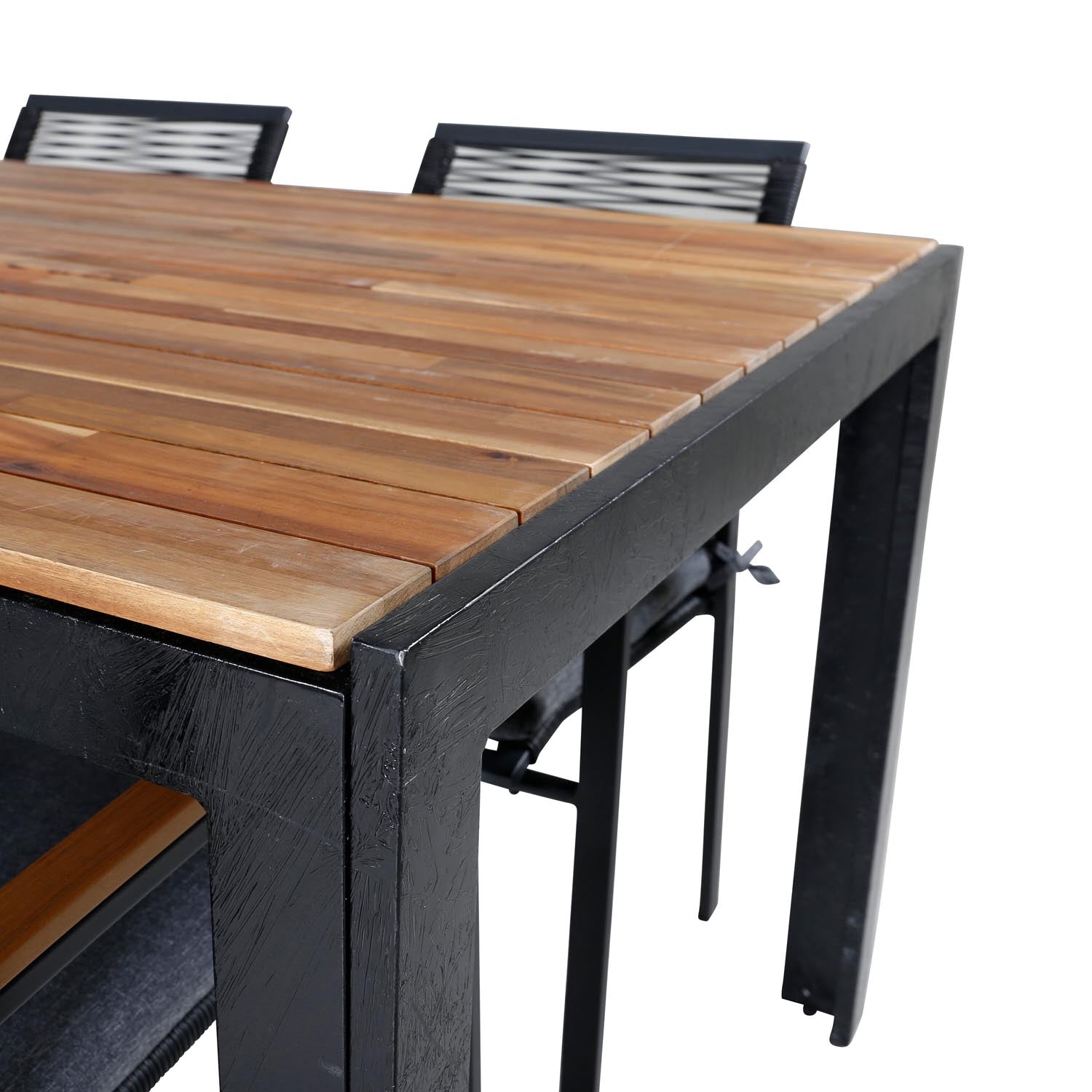 Bois Outdoor-Tischset + Dallas 205cm/6St. in Schwarz, Natur präsentiert im Onlineshop von KAQTU Design AG. Gartentischset ist von Venture Home