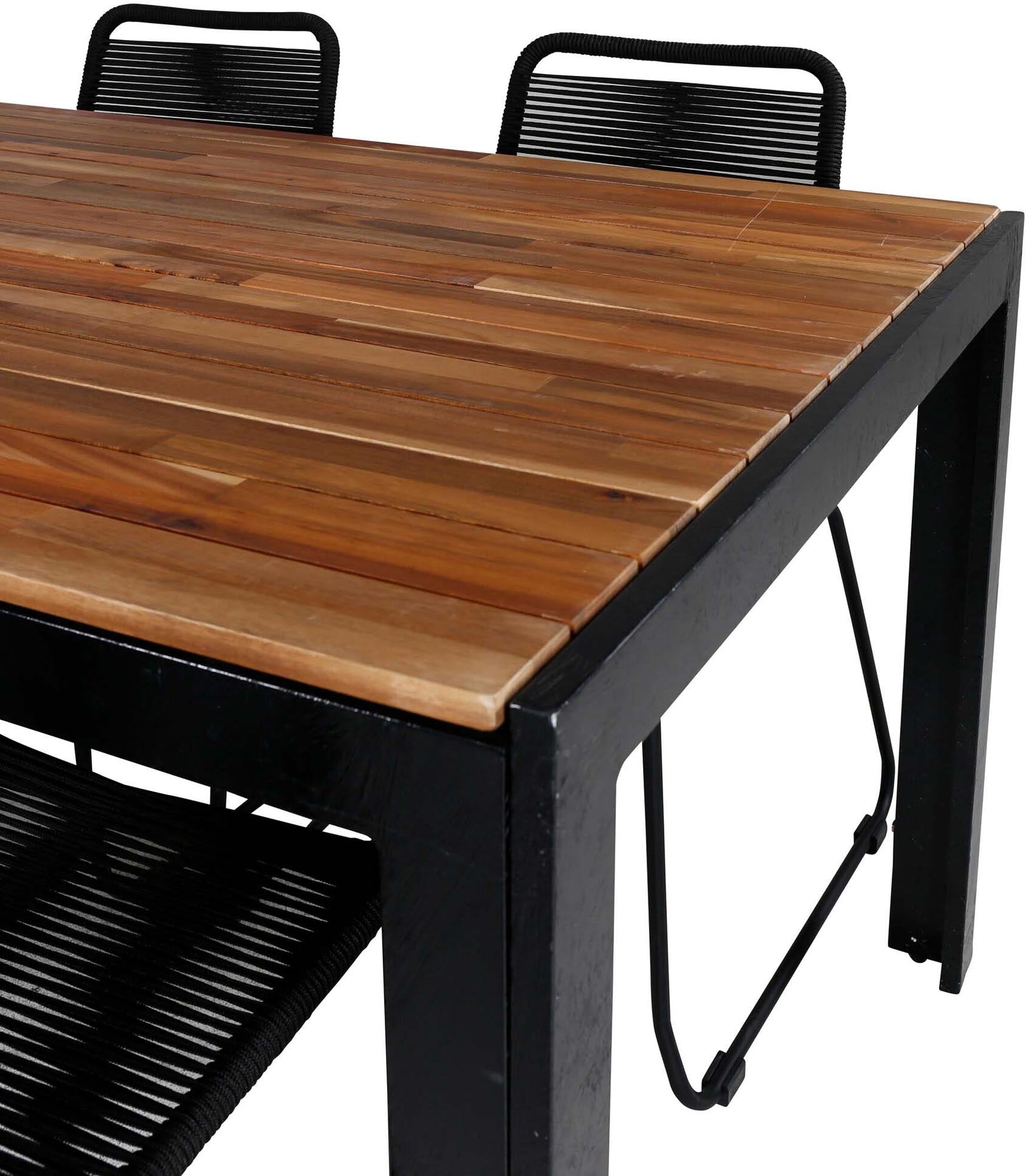 Bois Outdoor-Tischset + Lindos 205cm/6St. in Schwarz präsentiert im Onlineshop von KAQTU Design AG. Gartentischset ist von Venture Home