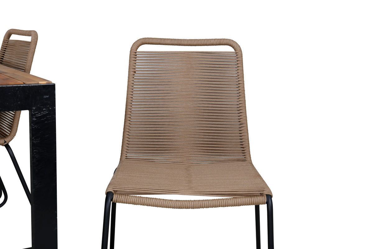 Bois Outdoor-Tischset + Lindos 205cm/6St. in Schwarz Braun präsentiert im Onlineshop von KAQTU Design AG. Gartentischset ist von Venture Home