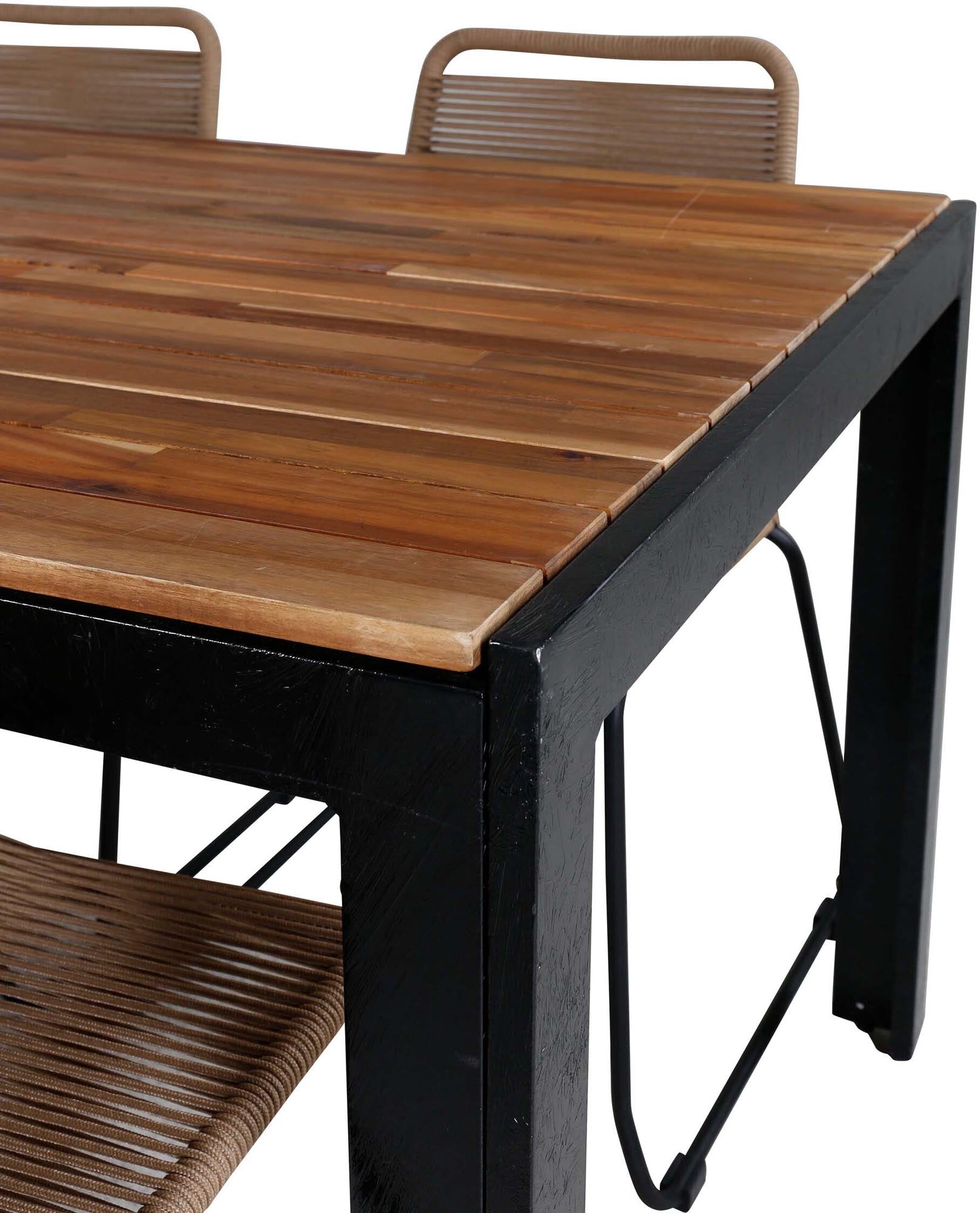 Bois Outdoor-Tischset + Lindos 205cm/6St. in Schwarz Braun präsentiert im Onlineshop von KAQTU Design AG. Gartentischset ist von Venture Home
