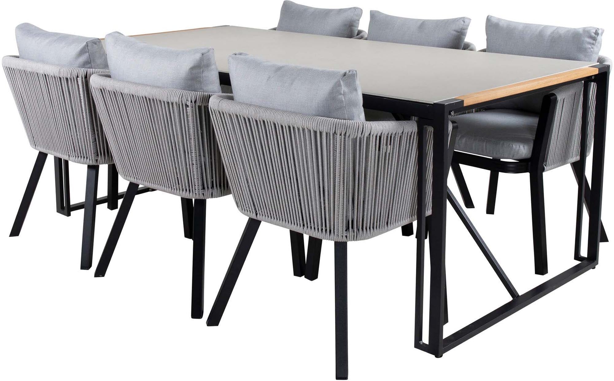 Texas Outdoor-Tischset + Virya 200cm/6St. in Schwarzgrau präsentiert im Onlineshop von KAQTU Design AG. Gartentischset ist von Venture Home