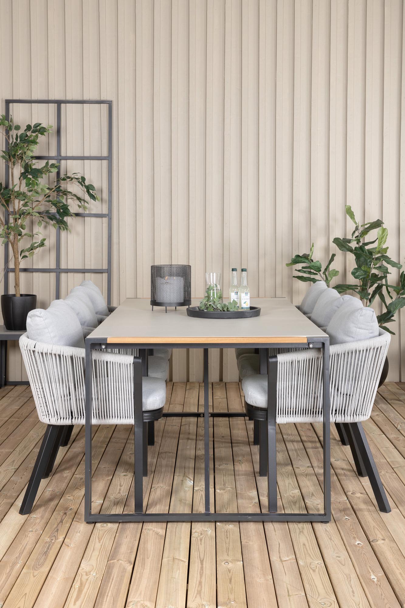 Texas Outdoor-Tischset + Virya 200cm/6St. in Schwarzgrau präsentiert im Onlineshop von KAQTU Design AG. Gartentischset ist von Venture Home