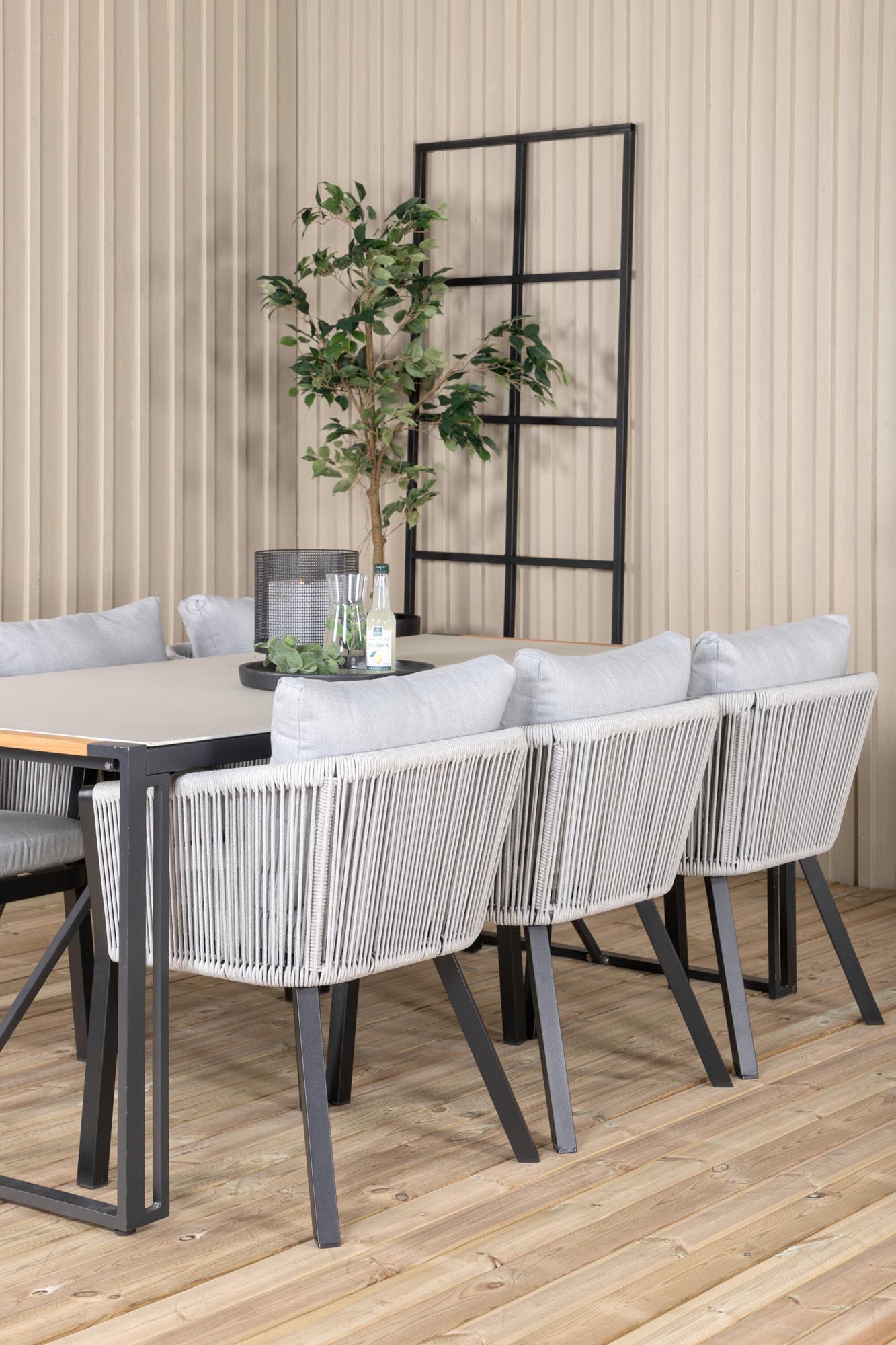 Texas Outdoor-Tischset + Virya 200cm/6St. in Schwarzgrau präsentiert im Onlineshop von KAQTU Design AG. Gartentischset ist von Venture Home
