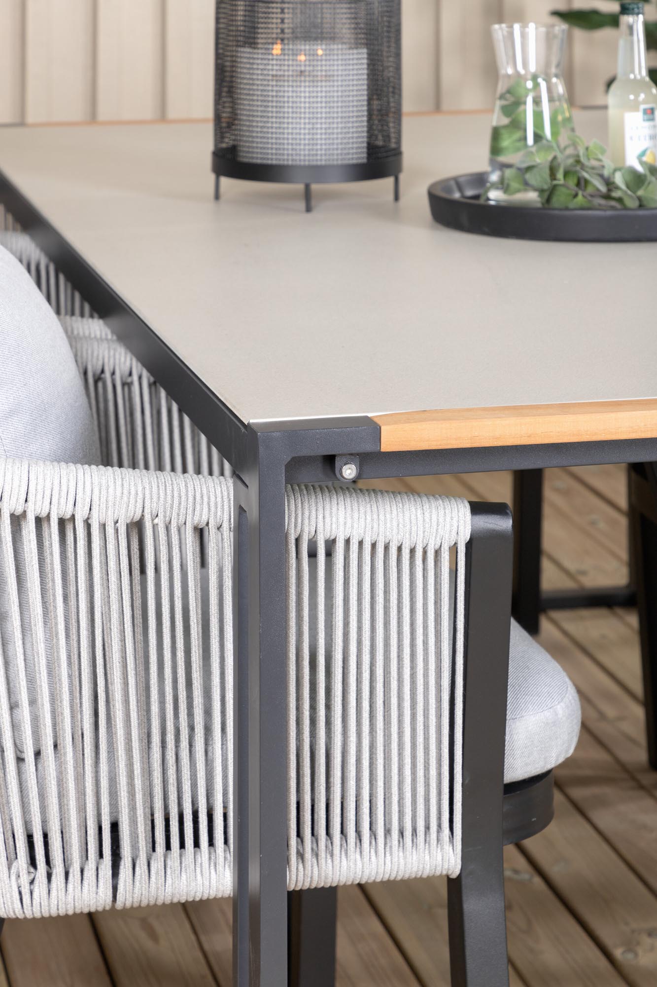 Texas Outdoor-Tischset + Virya 200cm/6St. in Schwarzgrau präsentiert im Onlineshop von KAQTU Design AG. Gartentischset ist von Venture Home
